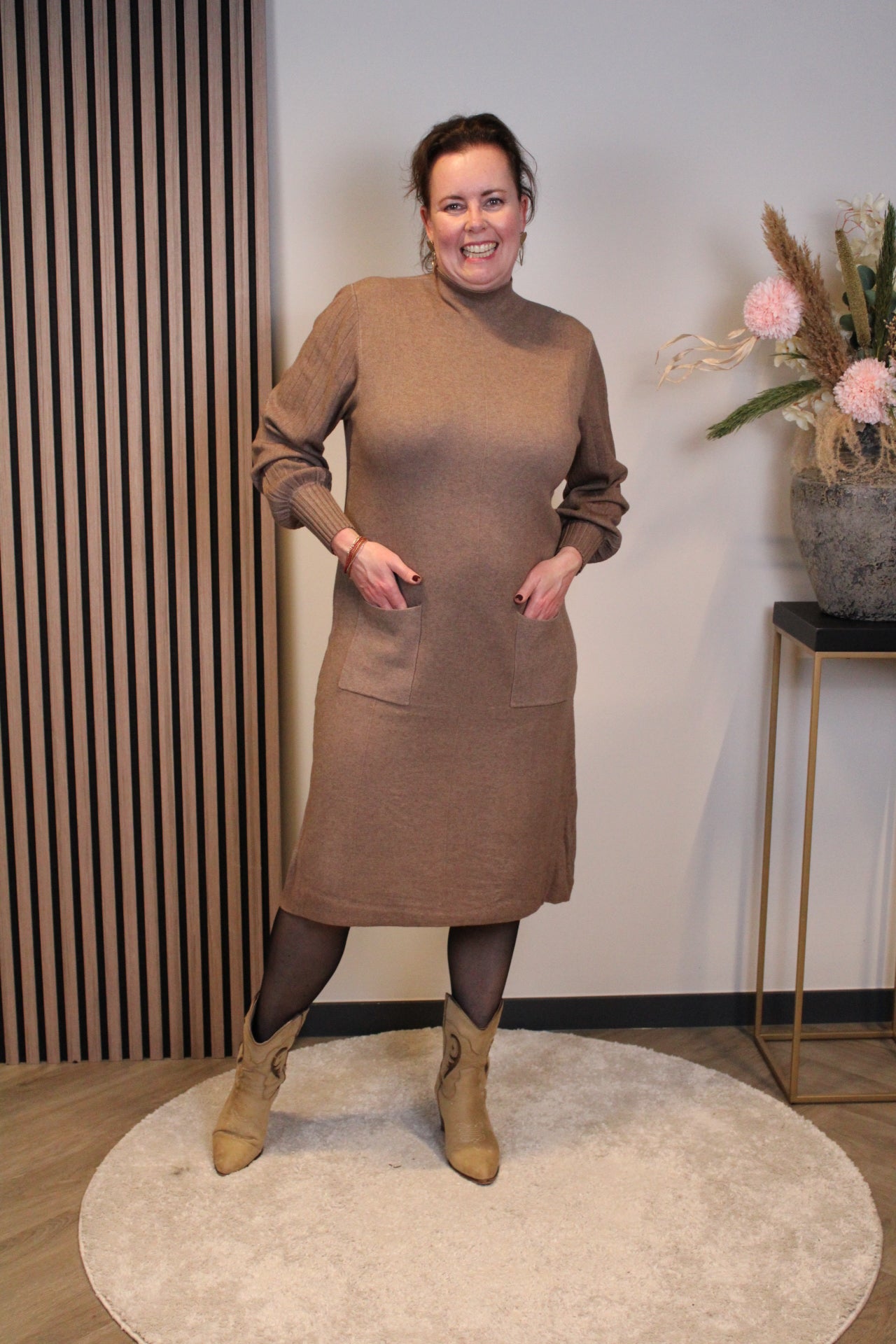 Elara | Gebreide jurk bruin 38 t/m 42