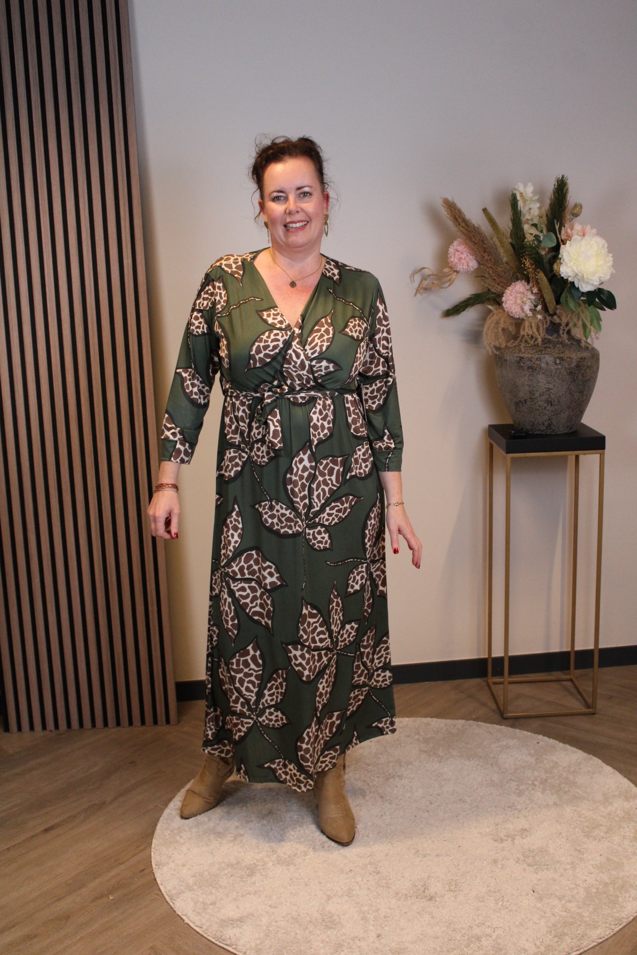 Megan | Jurk groen lange mouw 38 t/m 44