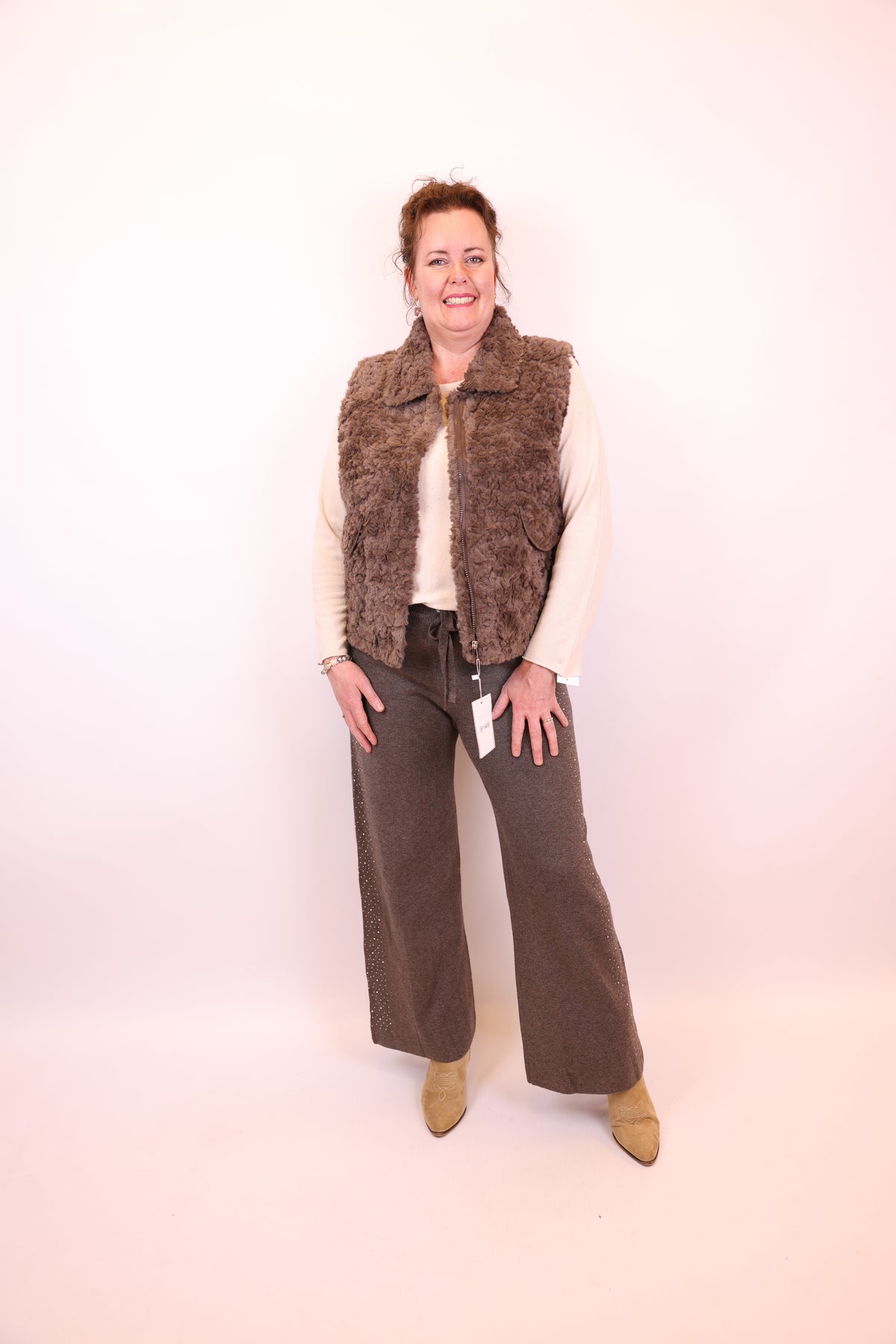 Lise | Broek taupe glitter