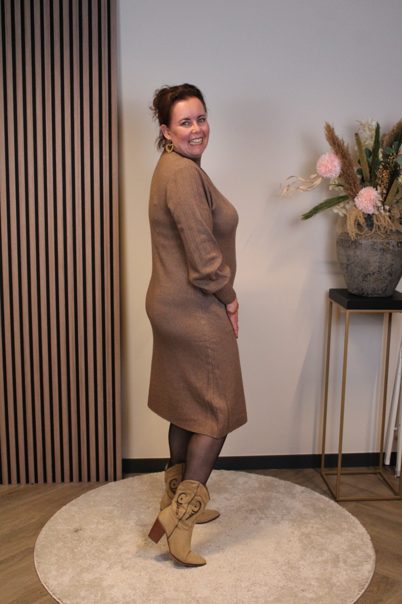 Elara | Gebreide jurk bruin 38 t/m 42