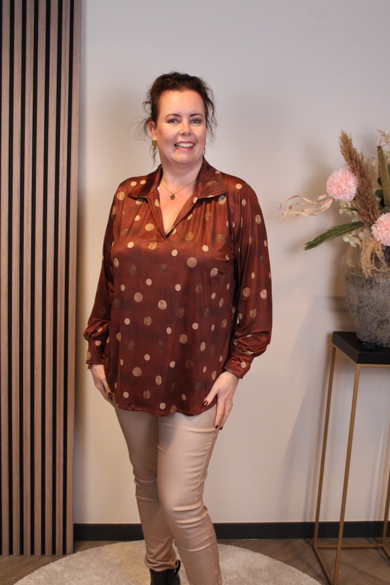 Jikke | Blouse met kraagje roest 48 t/m 52