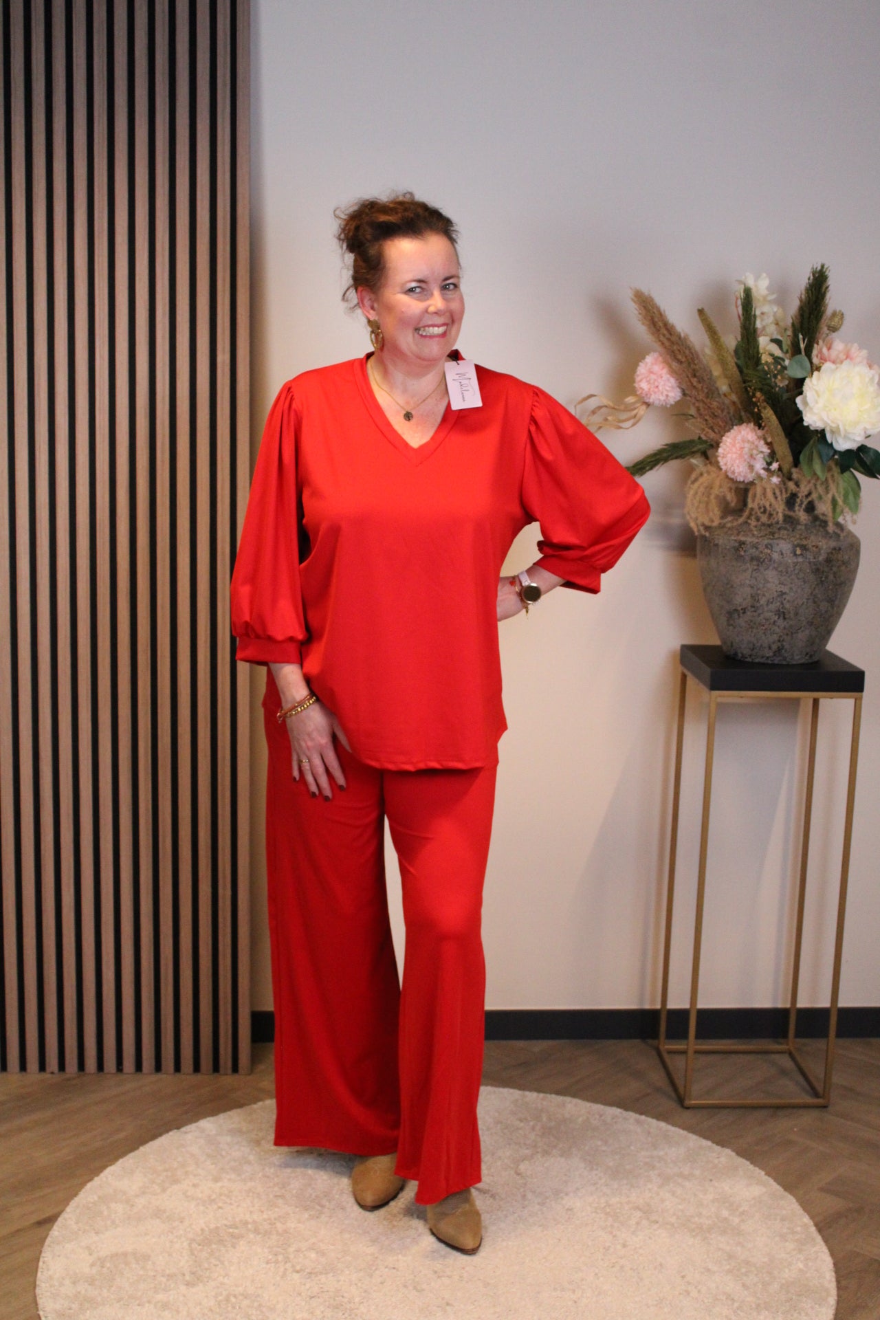Silke | Top rood 3/4-mouw 40 t/m 44