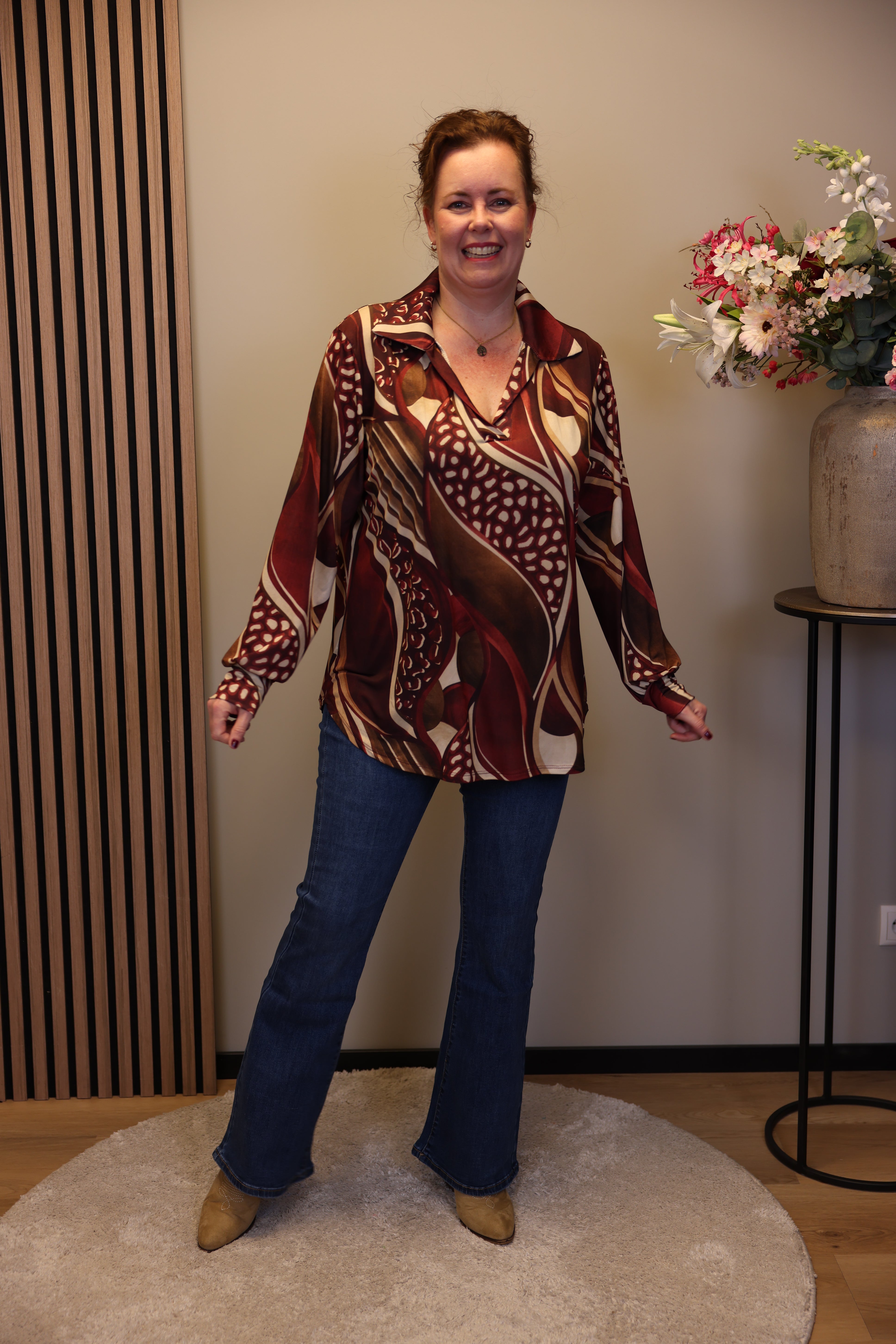 Kalina | Blouse roze met kraagje 38 t/m 48