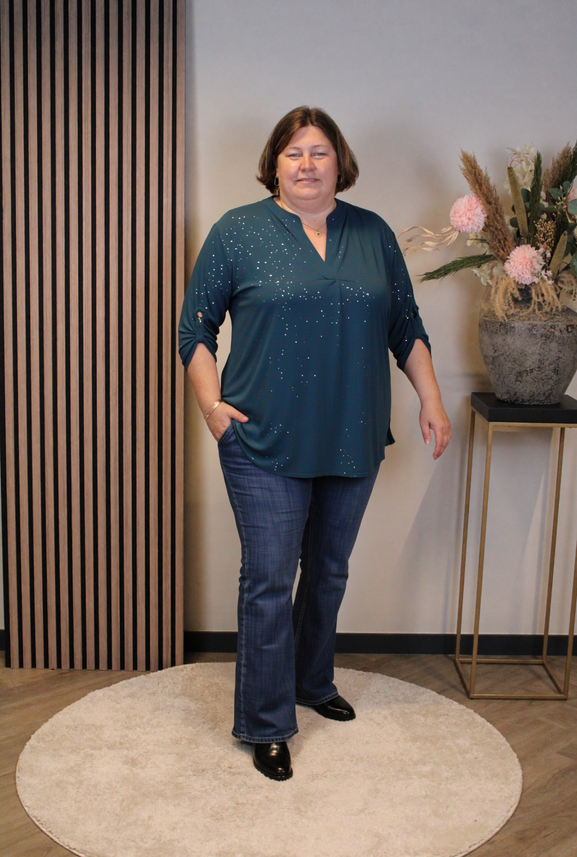 Mieke | Glitter blouse aqua