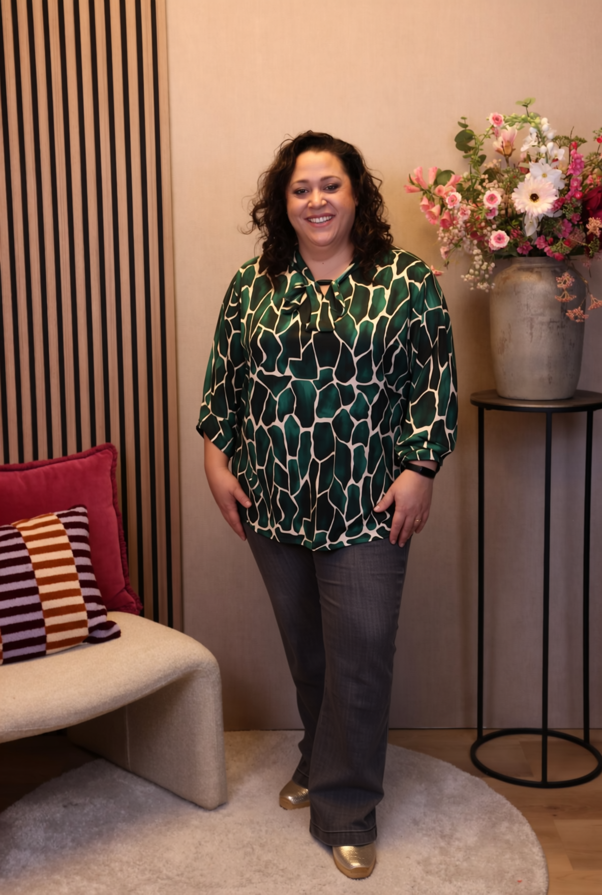 Hilda | Blouse groen met strik