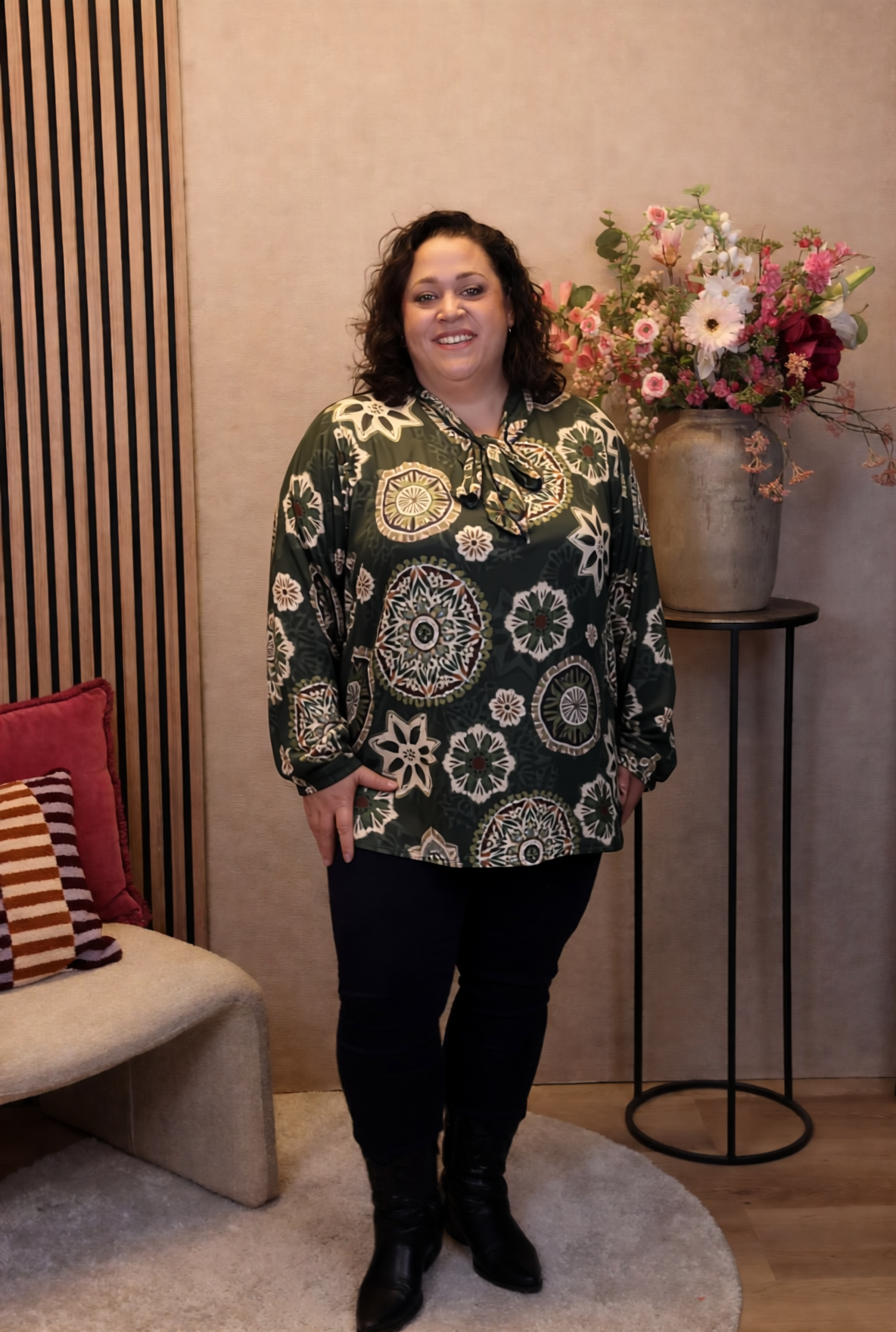 Fina | Blouse groen met strik