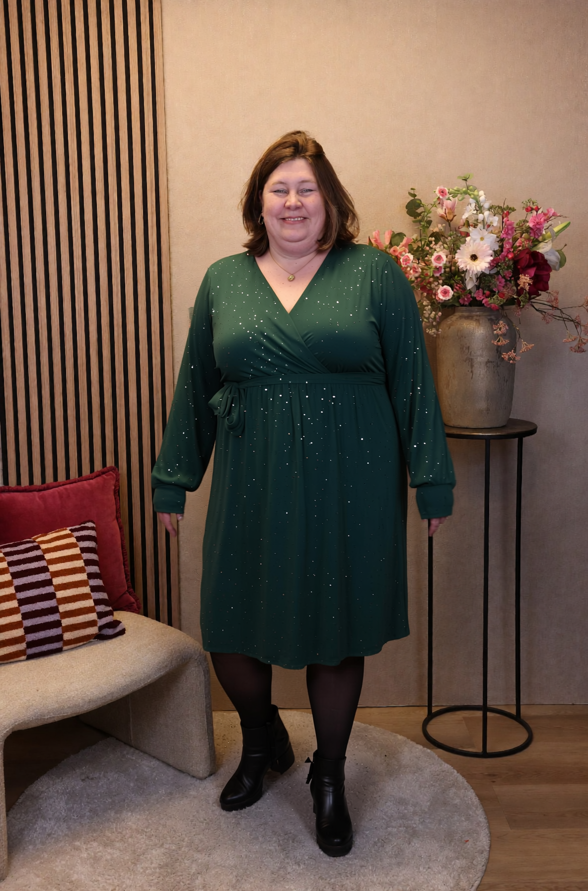 Maya | Glitter jurk fles groen