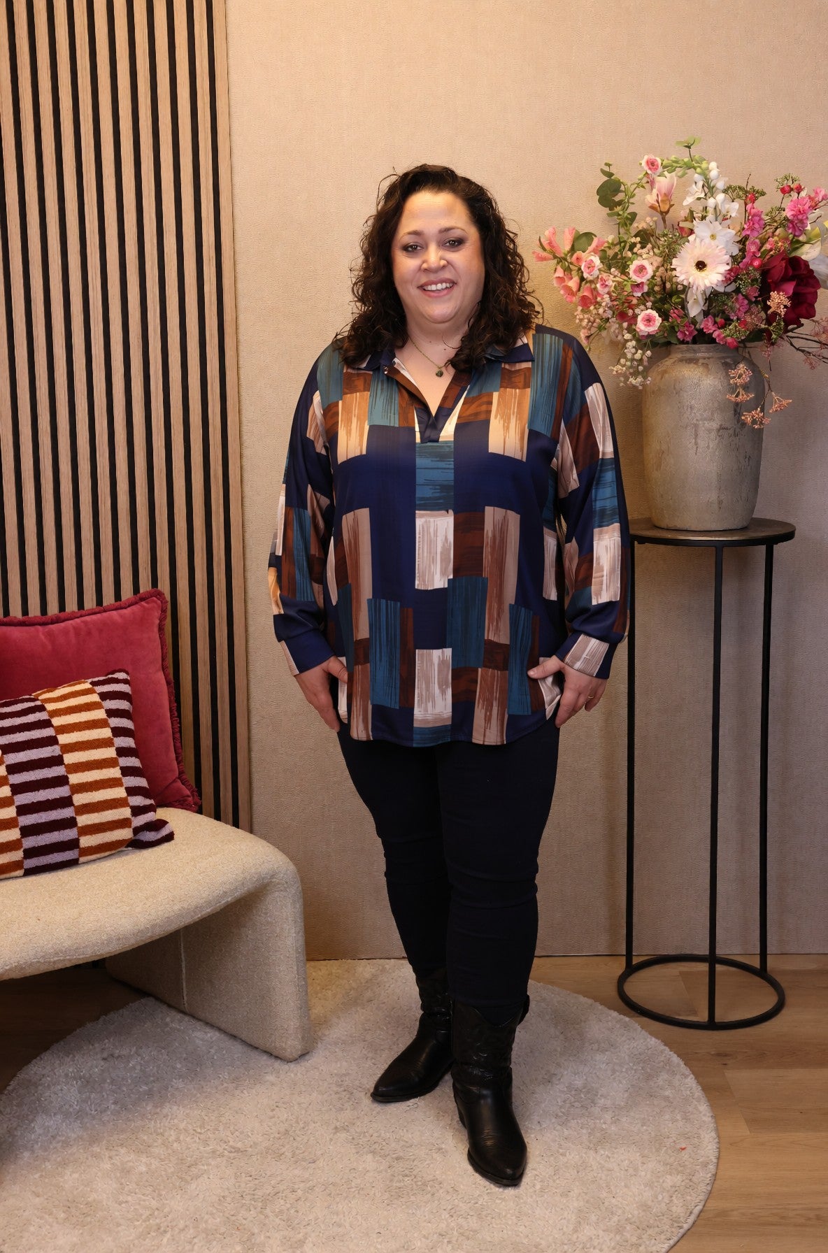 Leonie | Blouse blauw met kraagje