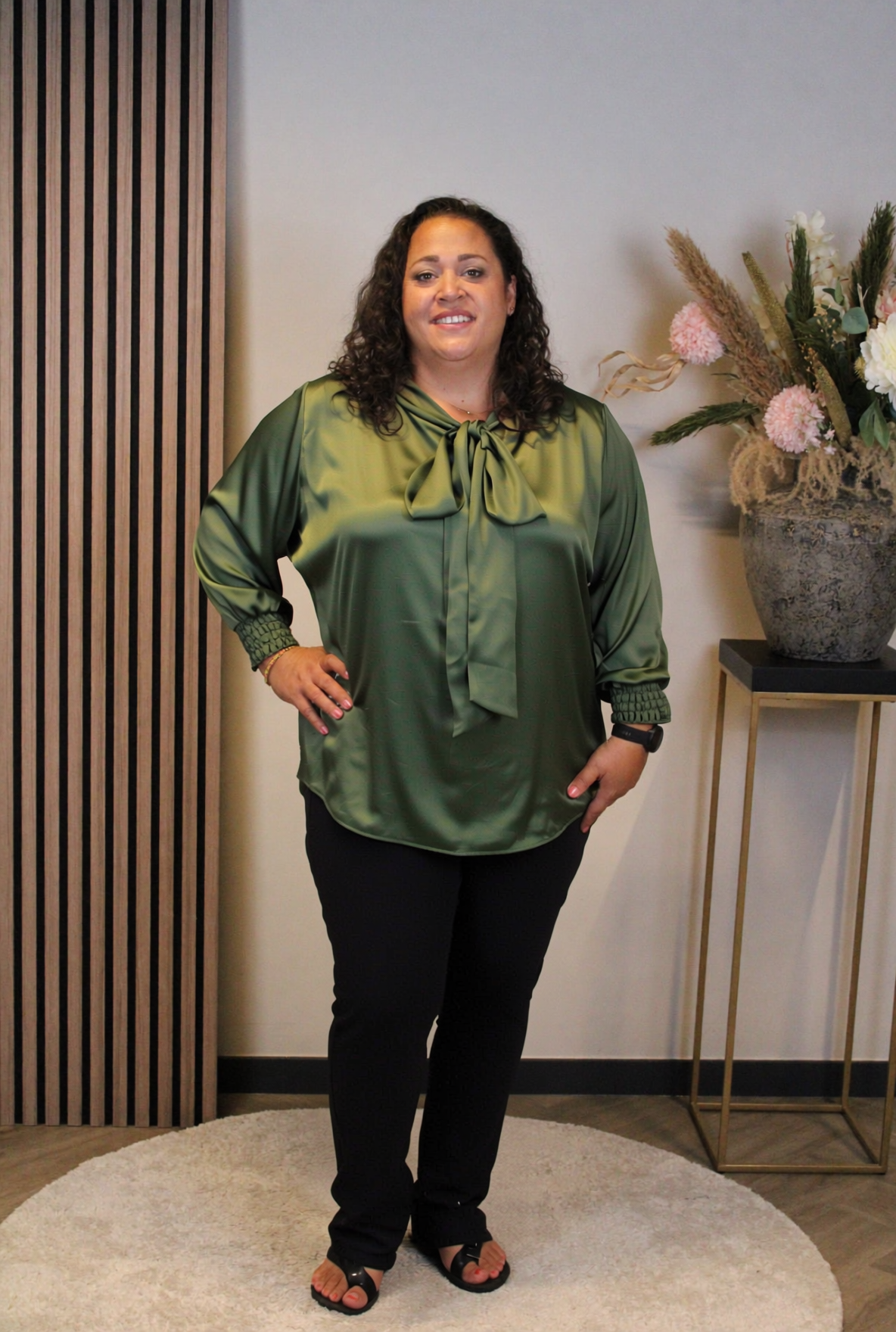 Fabienne | Satijnen blouse groen