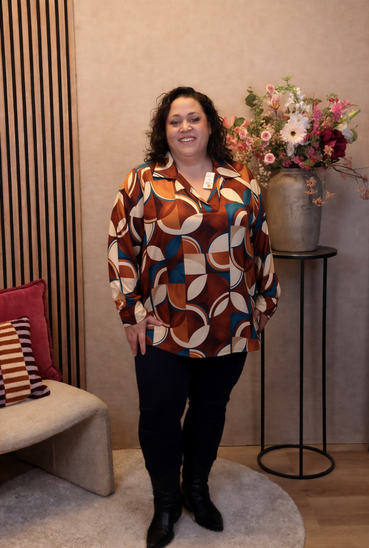 Tessi | Blouse oranje met kraagje