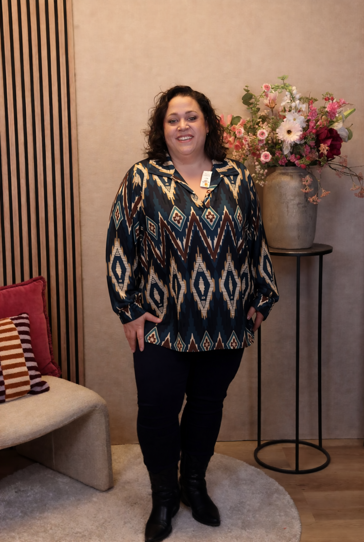 Lando | Blouse aqua met kraagje
