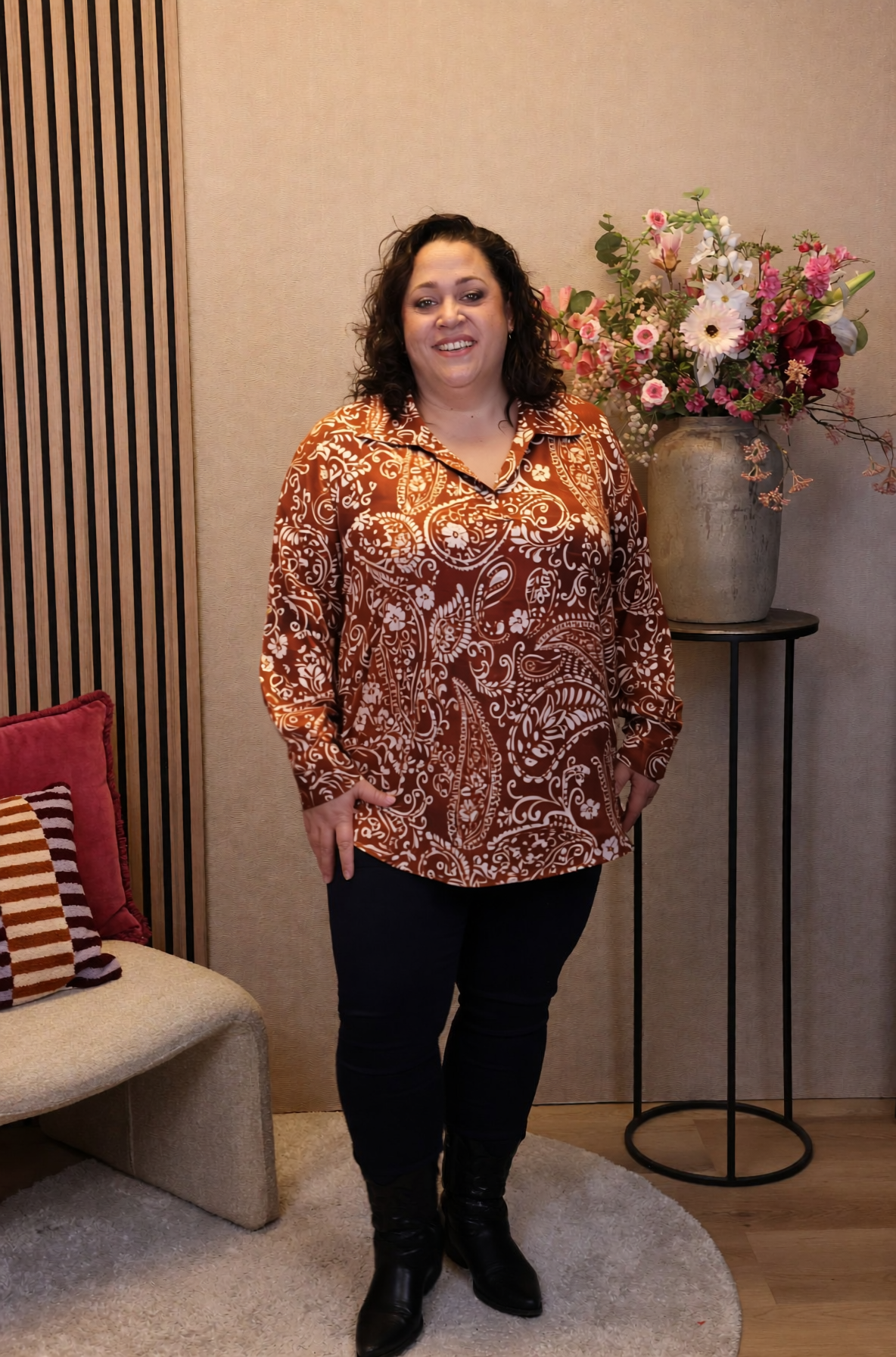 Nika | Blouse oranje met kraagje