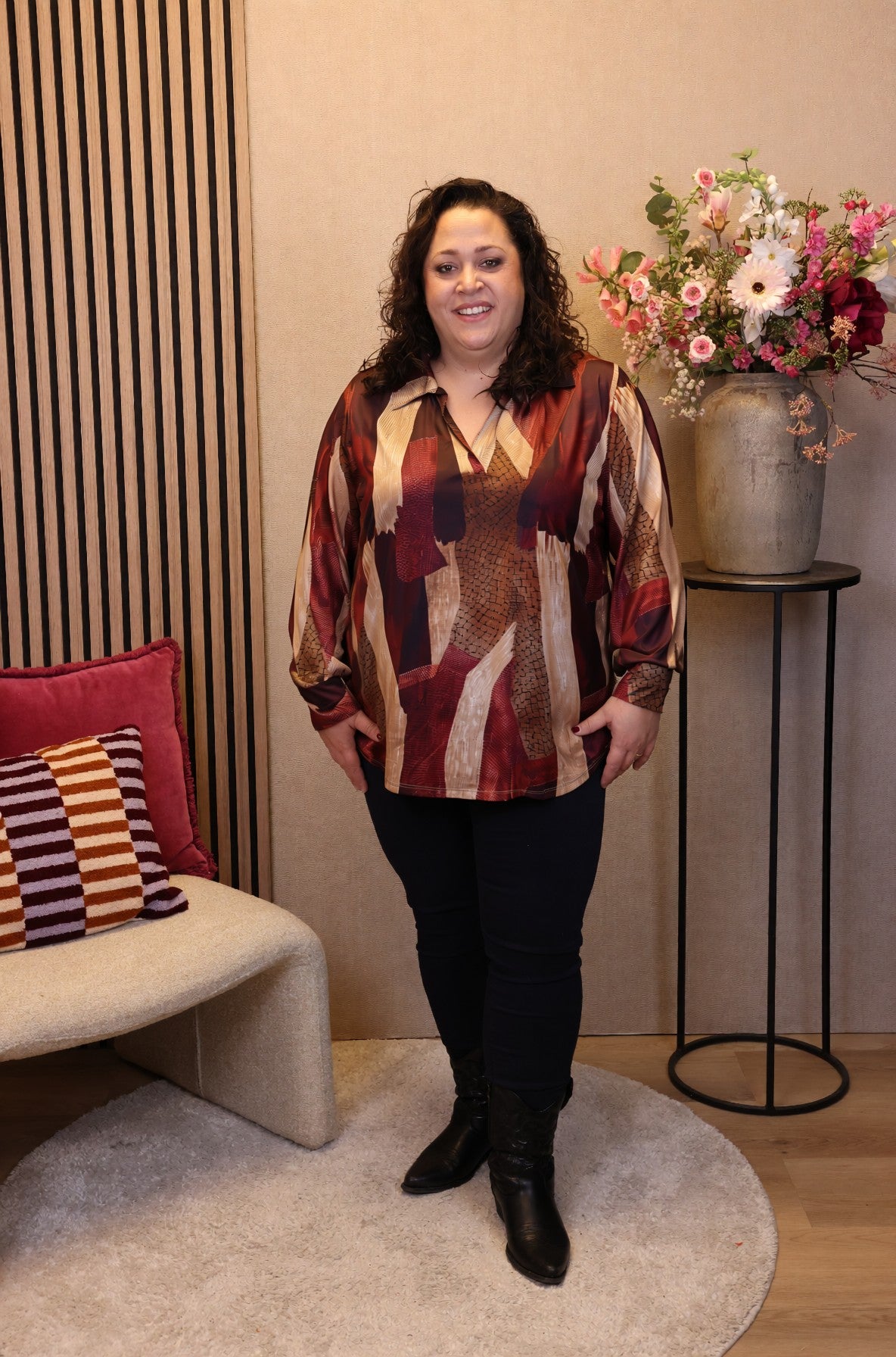 Tara | Blouse roze met kraagje