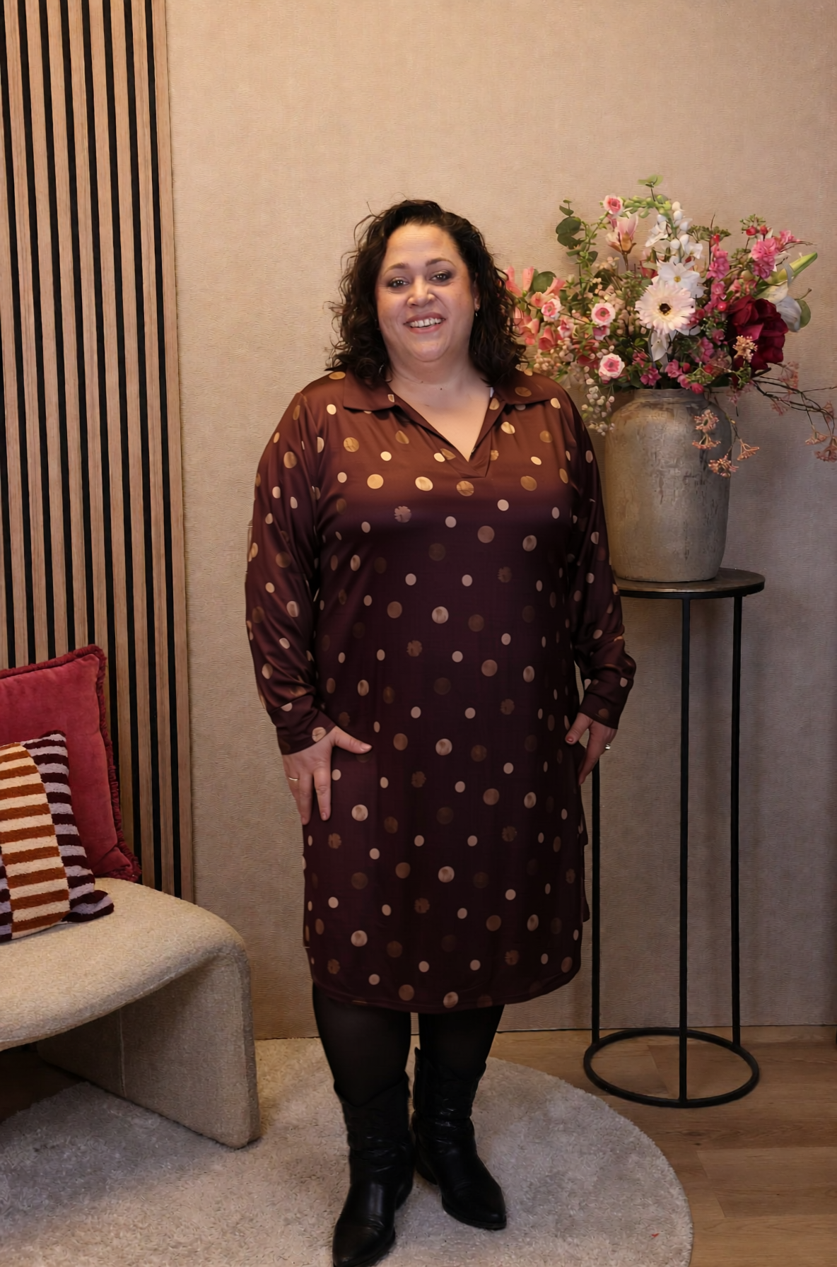 Grace | Jurk bordeaux met kraagje