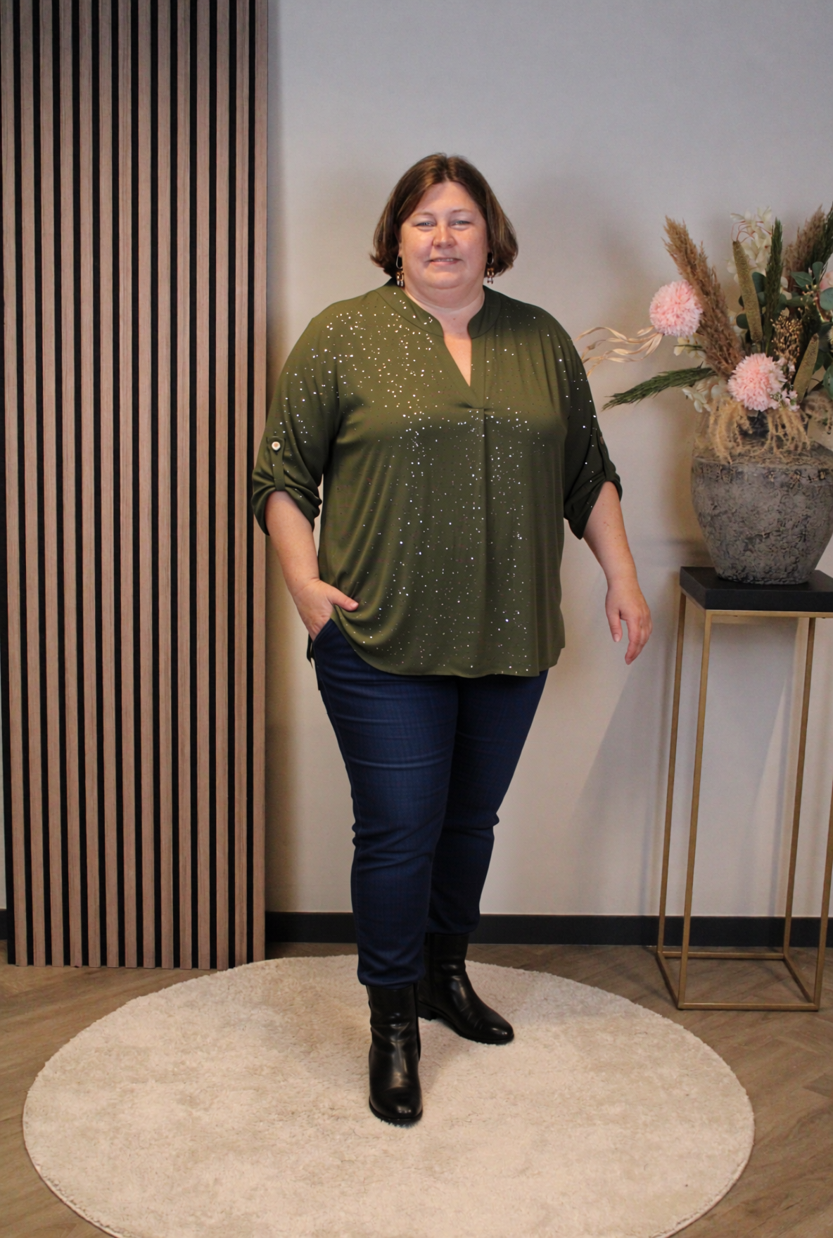 Mieke | Glitter blouse groen