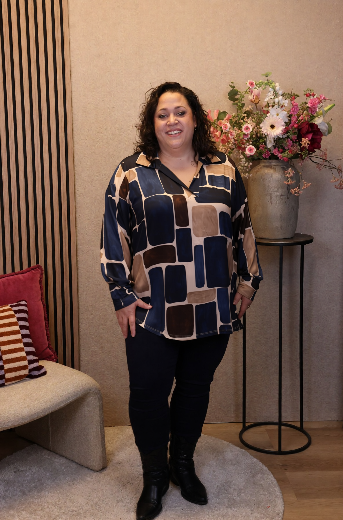 Nora | Blouse blauw met kraagje