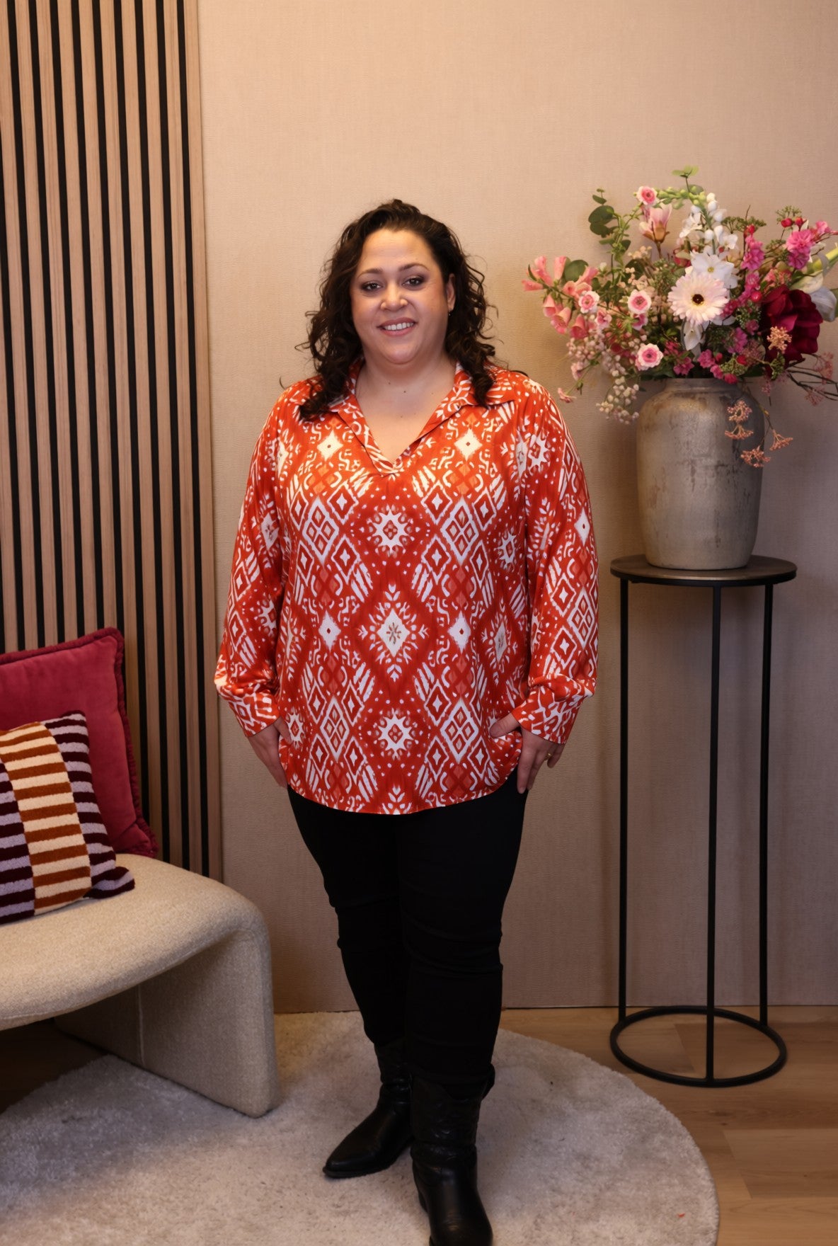 Benthe | Blouse koraal met kraagje