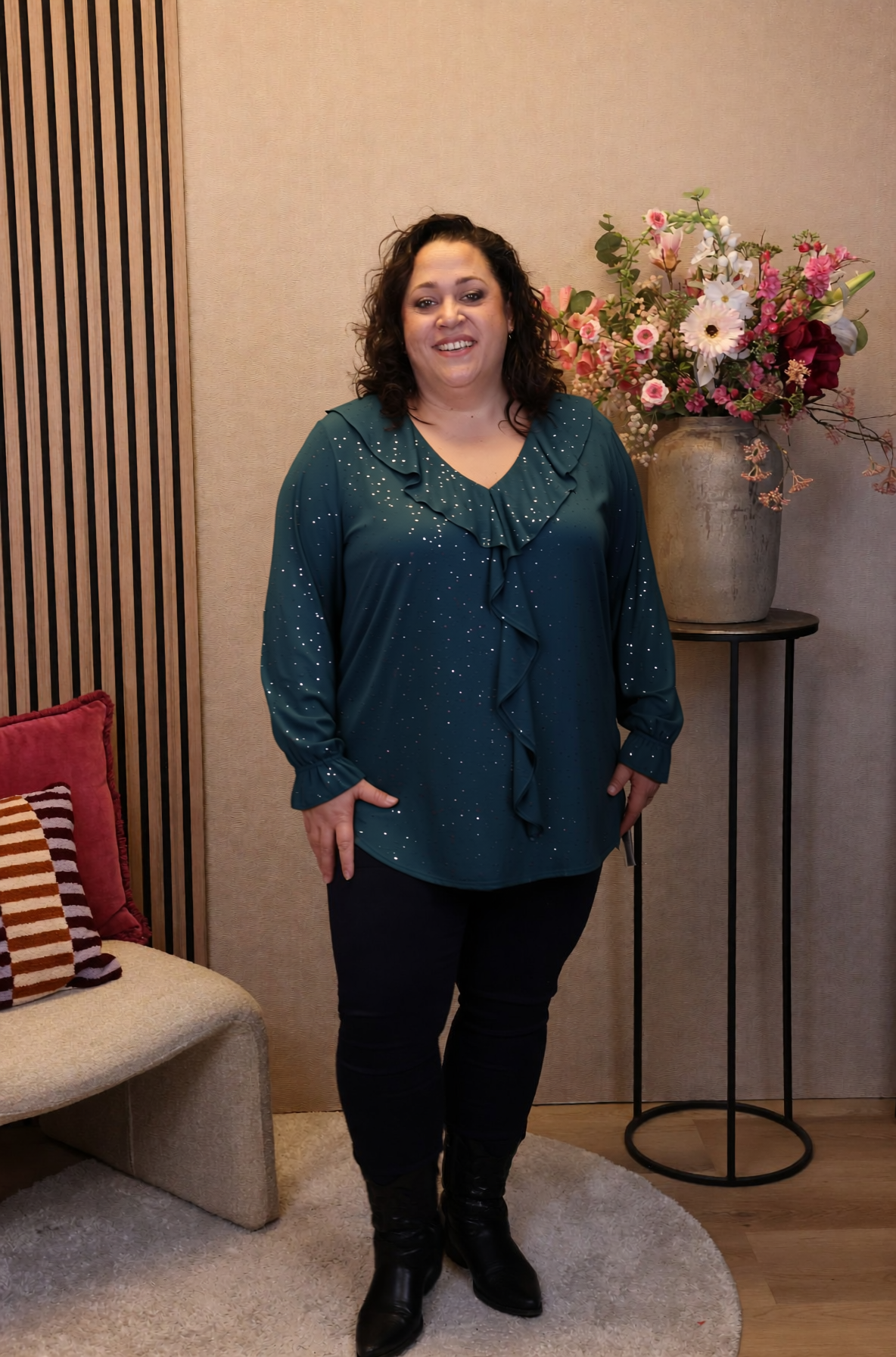 Sabine | Glitter blouse aqua