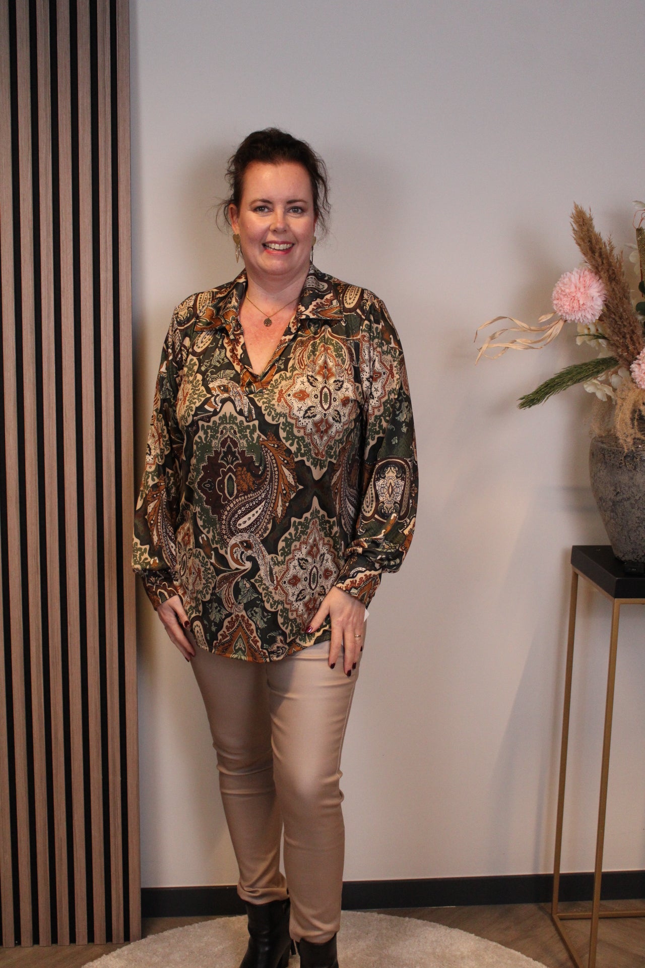 Malia | Blouse met kraagje groen 48 t/m 52