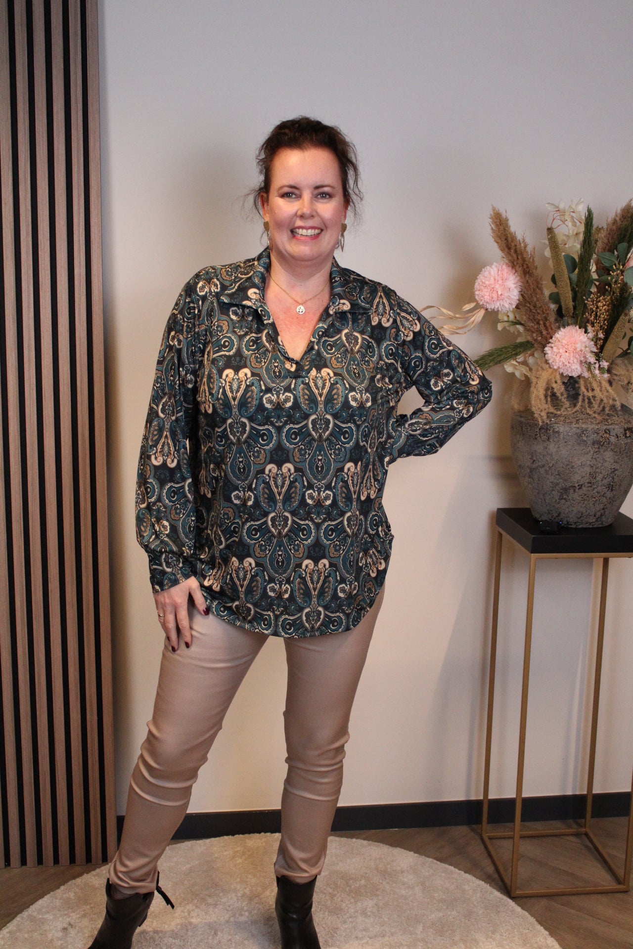 Niki | Blouse blauw met kraagje 38 t/m 48