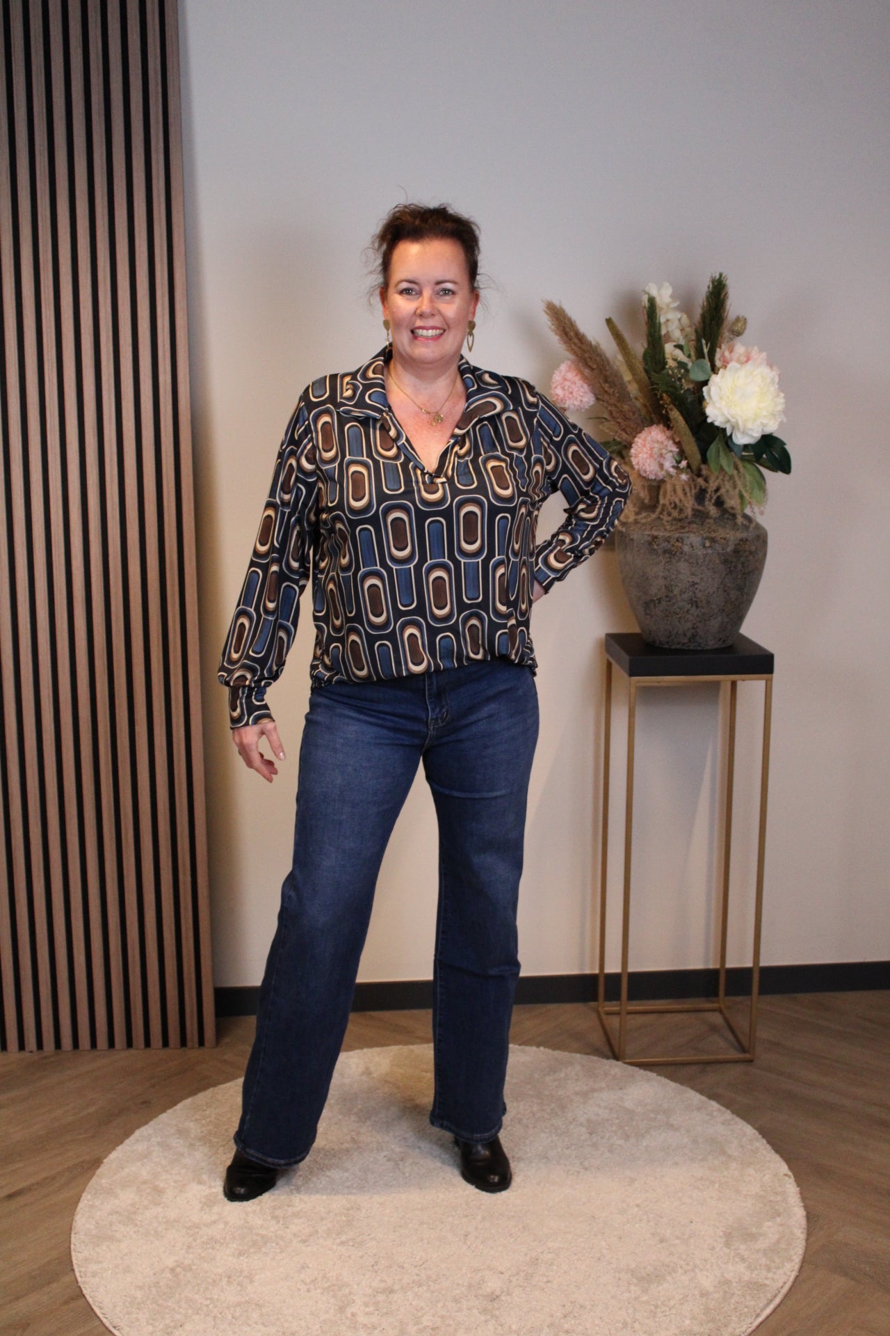 Chloe | Blouse met kraagje blauw 48 t/m 52