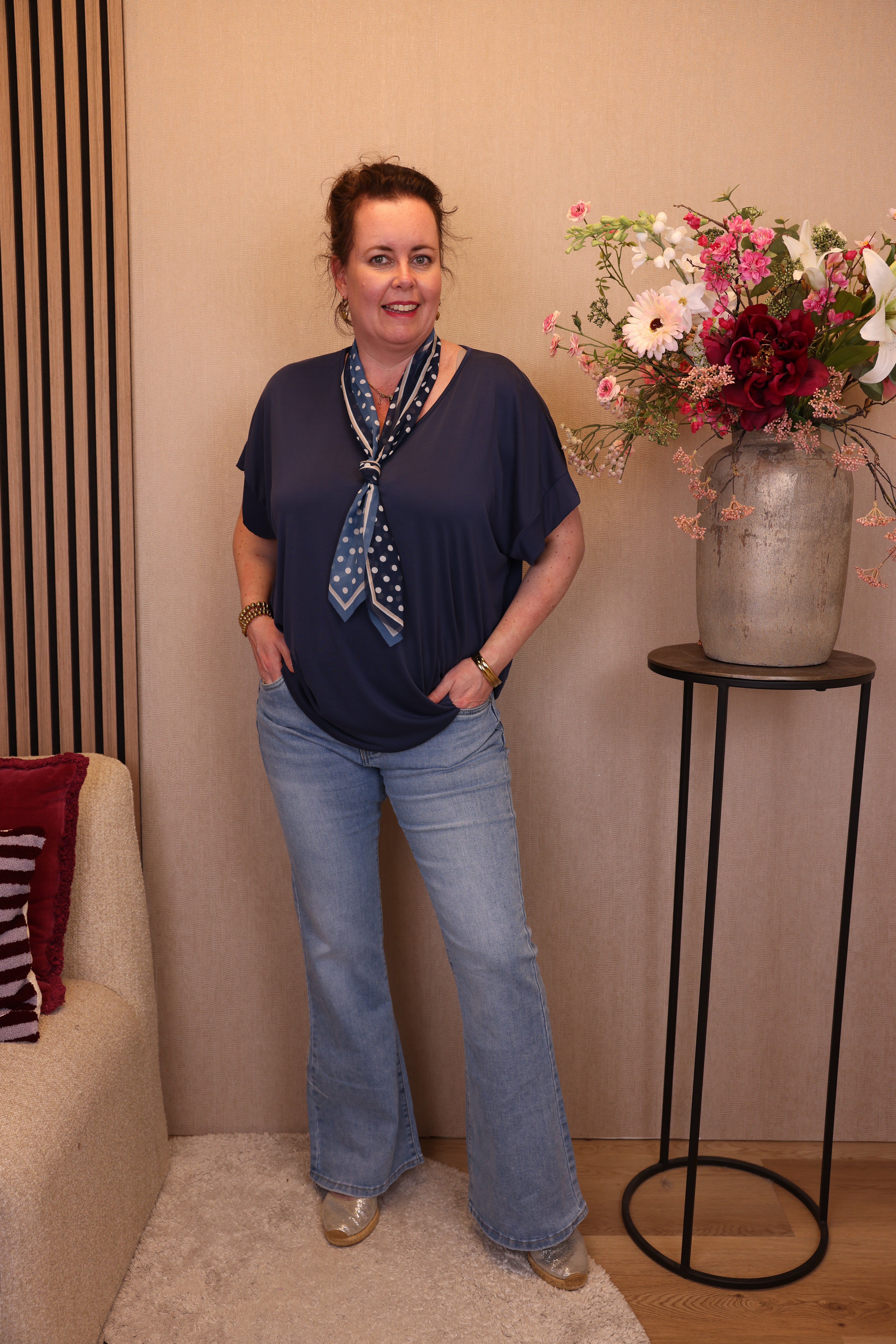 Mieke | Top navy + gratis sjaal