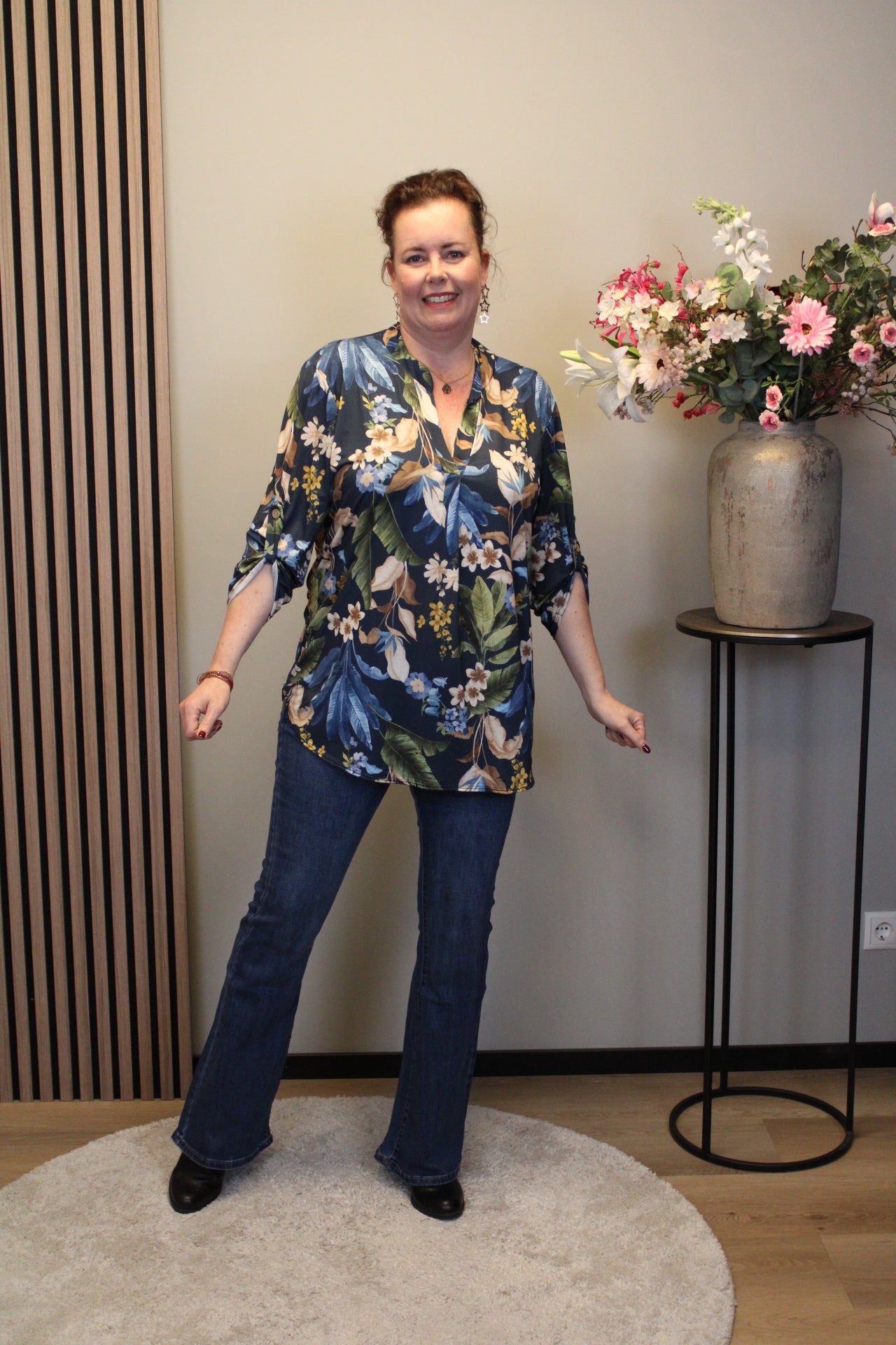 Elise | Blouse blauw lange mouw 48 t/m 52