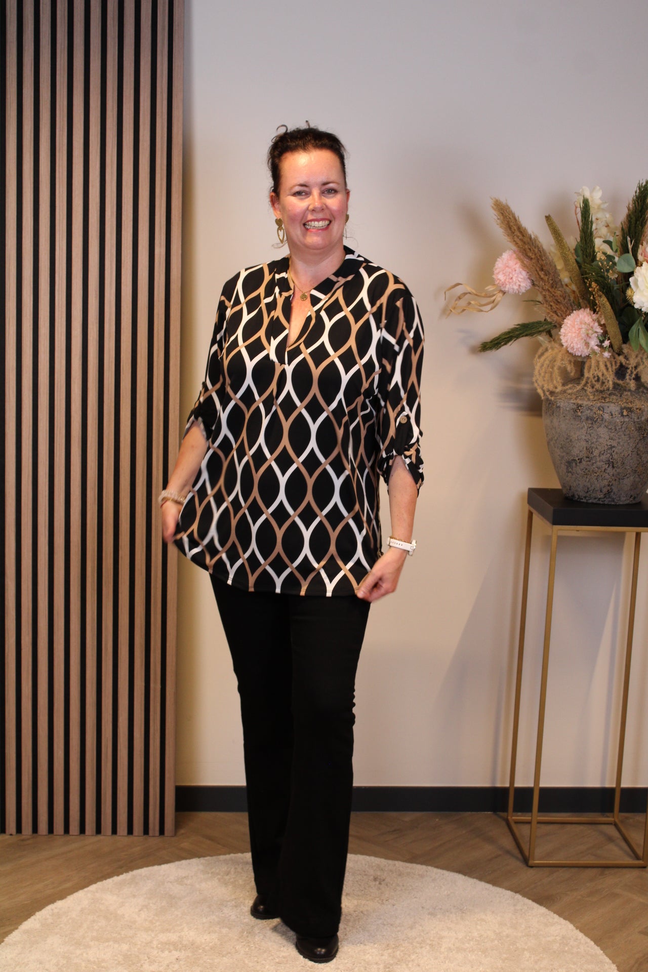 Hannah | Blouse zwart lange mouw 48 t/m 52