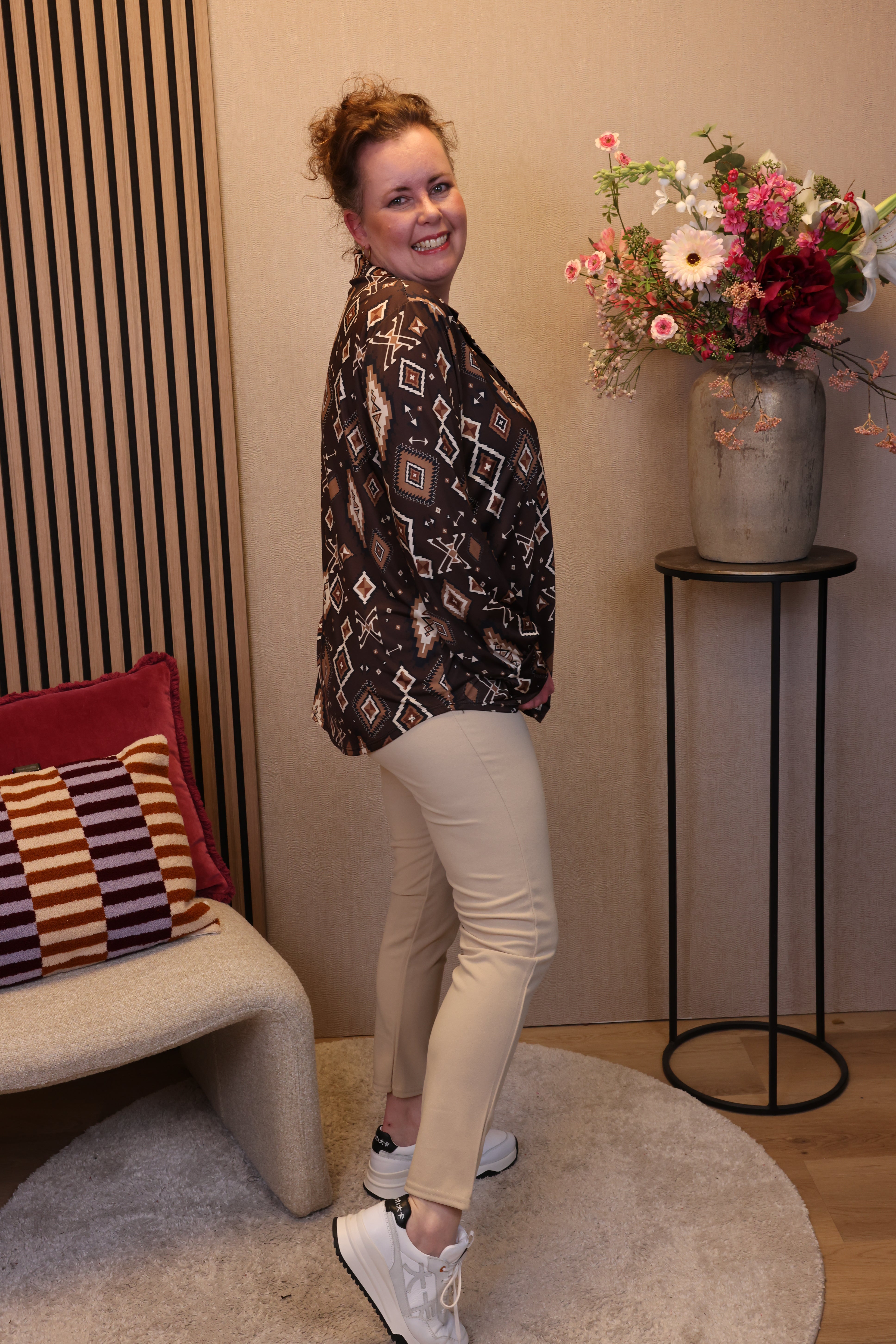 Lilly | Broek beige viscose
