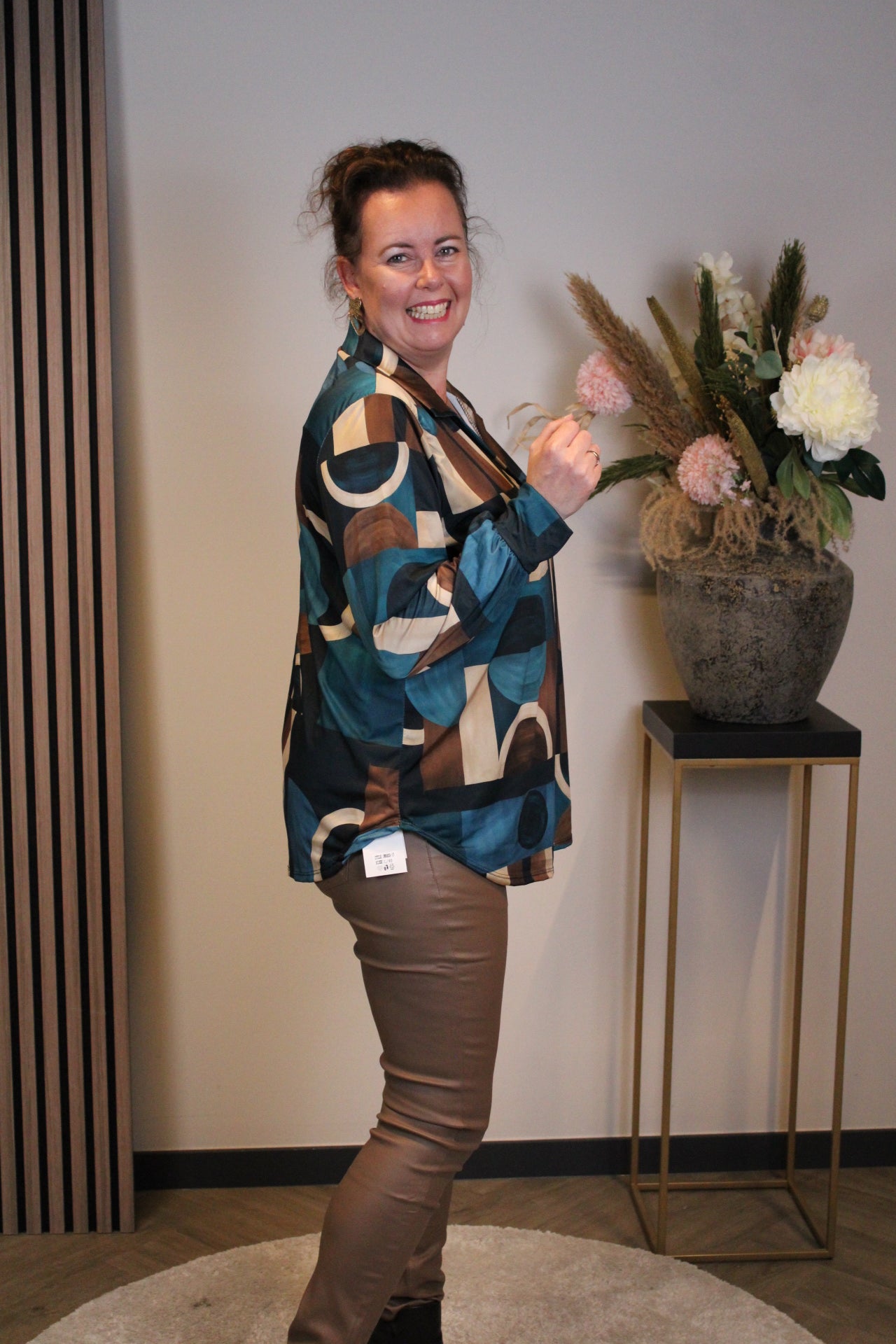 Rosalie | Blouse aqua met kraagje 38 t/m 48