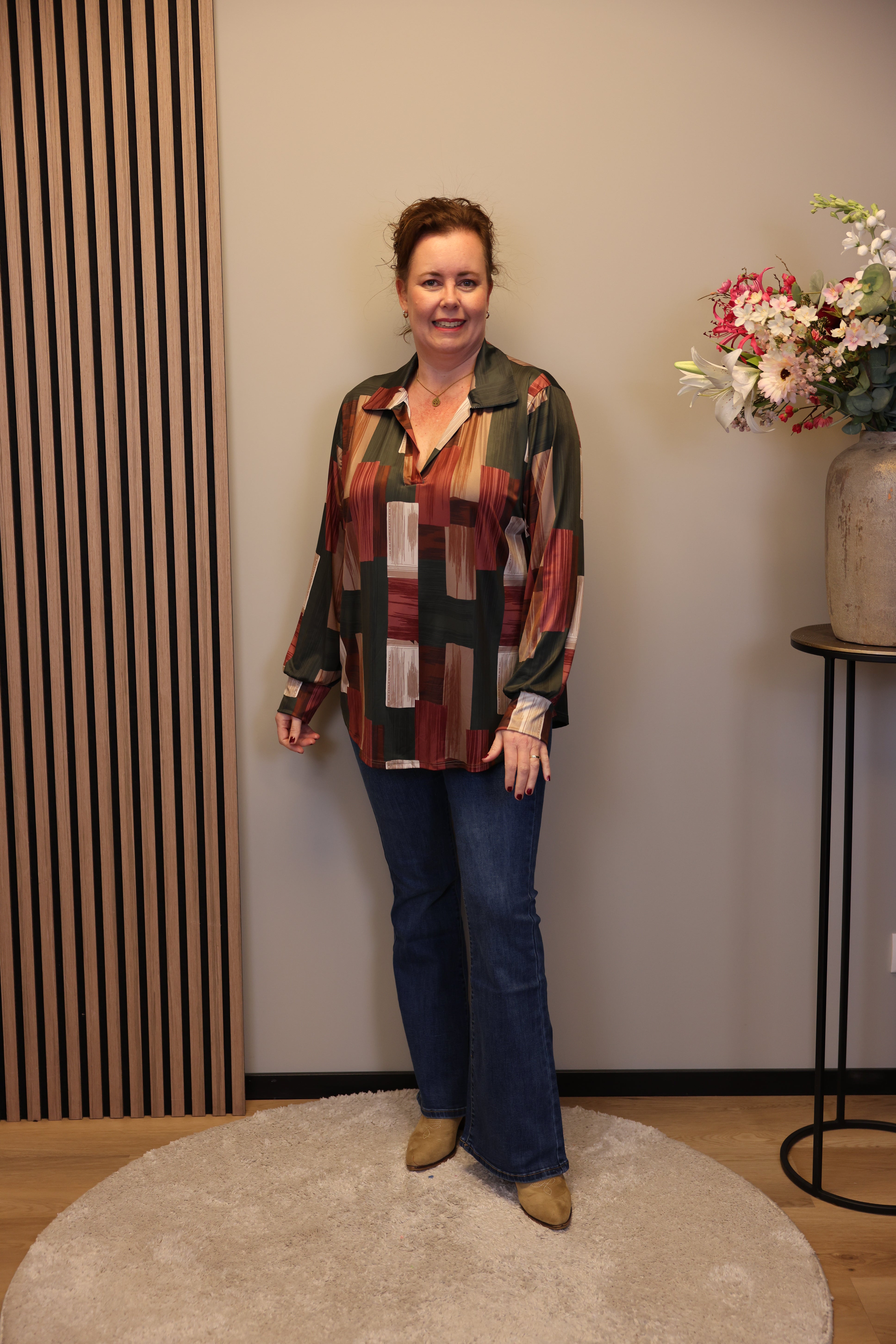 Leonie | Blouse groen met kraagje 52 t/m 58