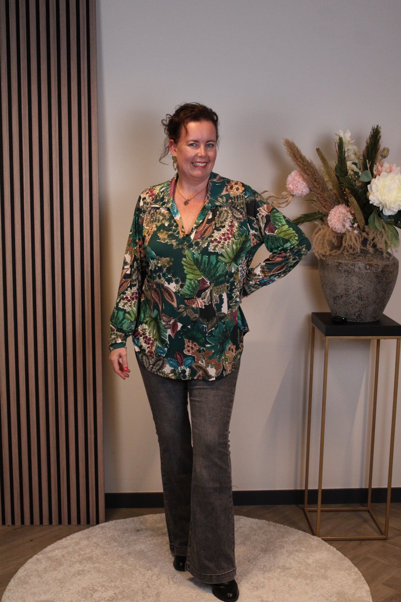 Helena | Blouse groen met kraagje 38 t/m 48