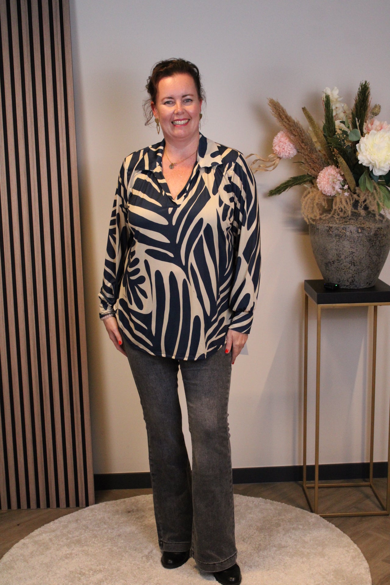 Marie | Blouse met kraagje blauw 38 t/m 48