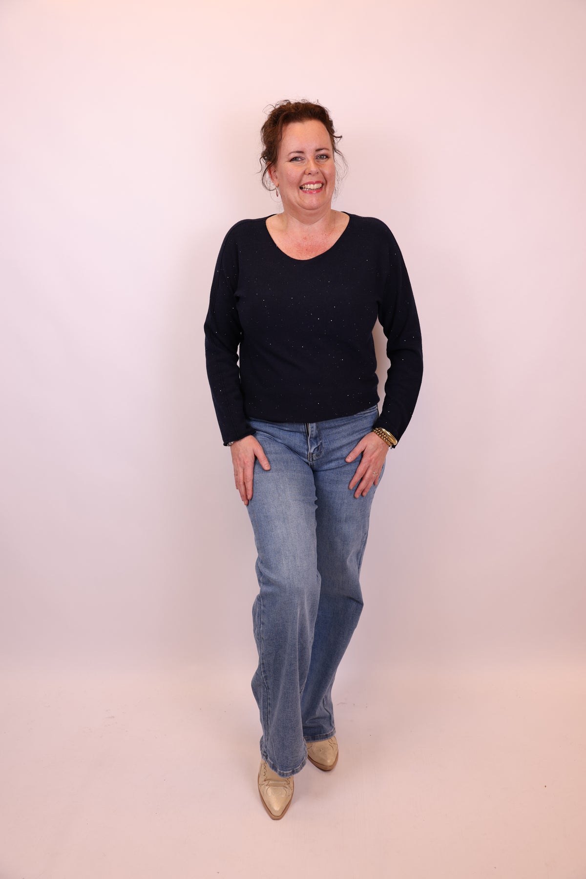 Ina | Trui blauw glitter