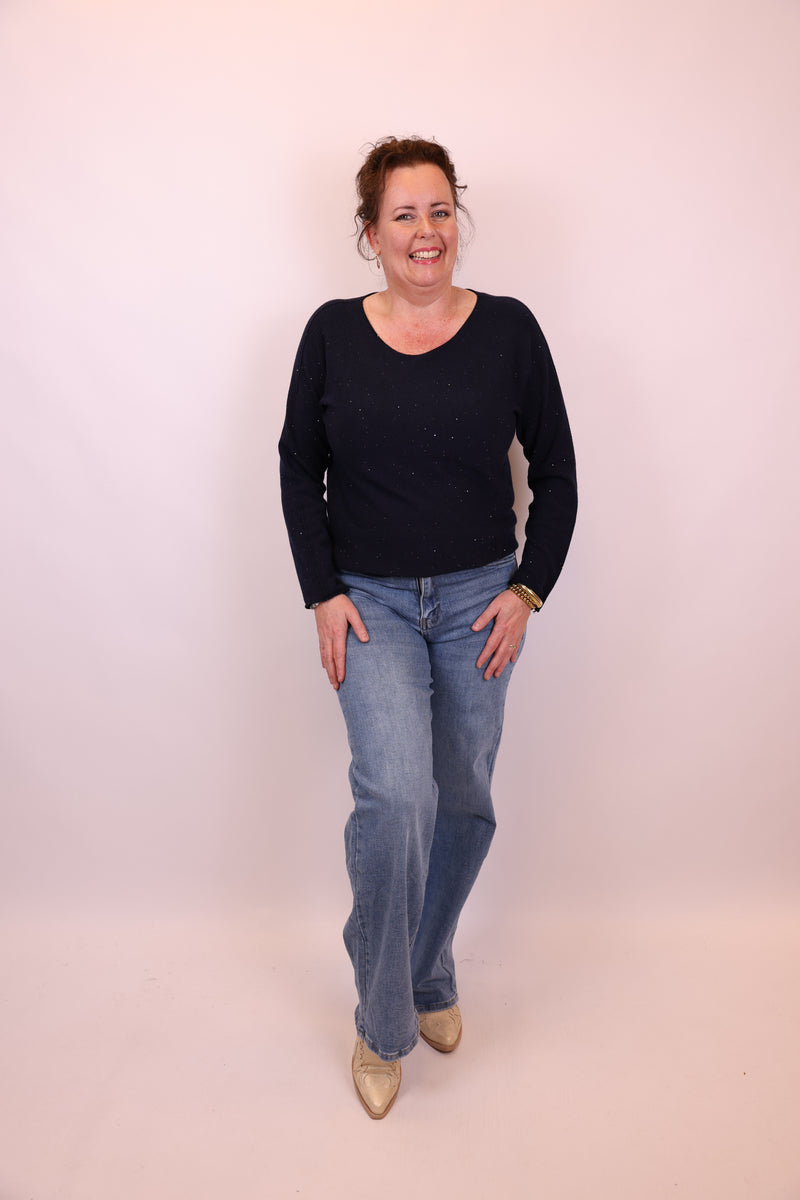 Ina | Trui blauw glitter
