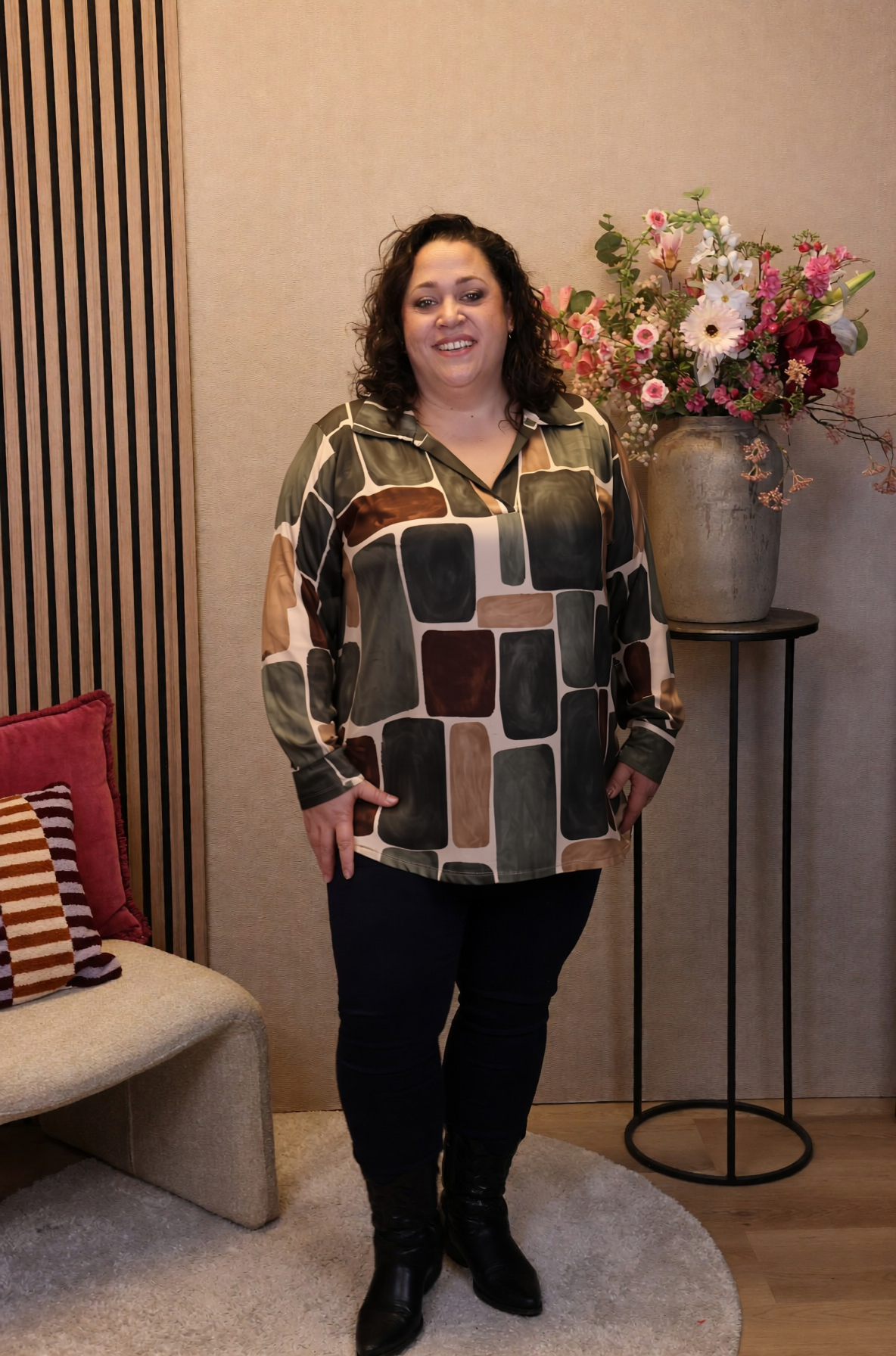 Nora | Blouse groen met kraagje