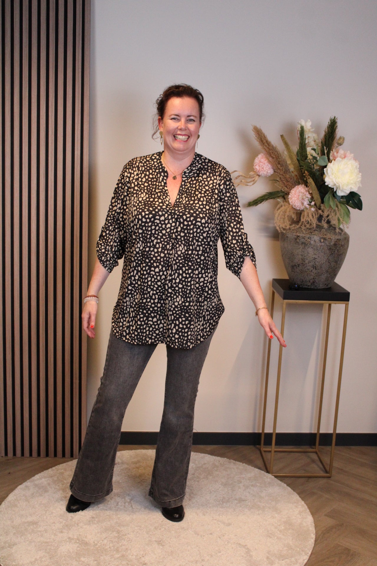 Rafella | Blouse zwart lange mouw 38 t/m 48