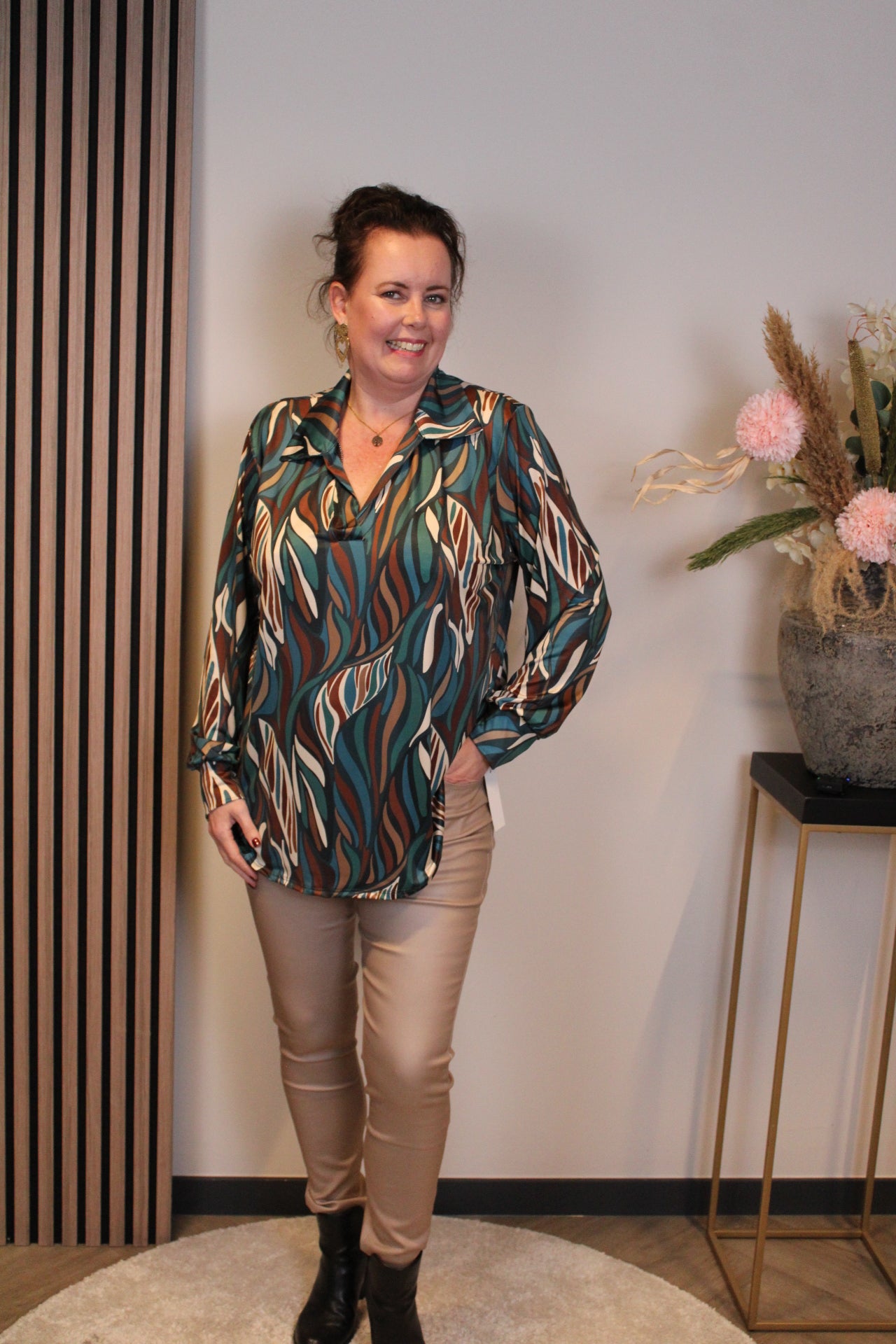 Lexi | Blouse met kraagje aqua 48 t/m 52