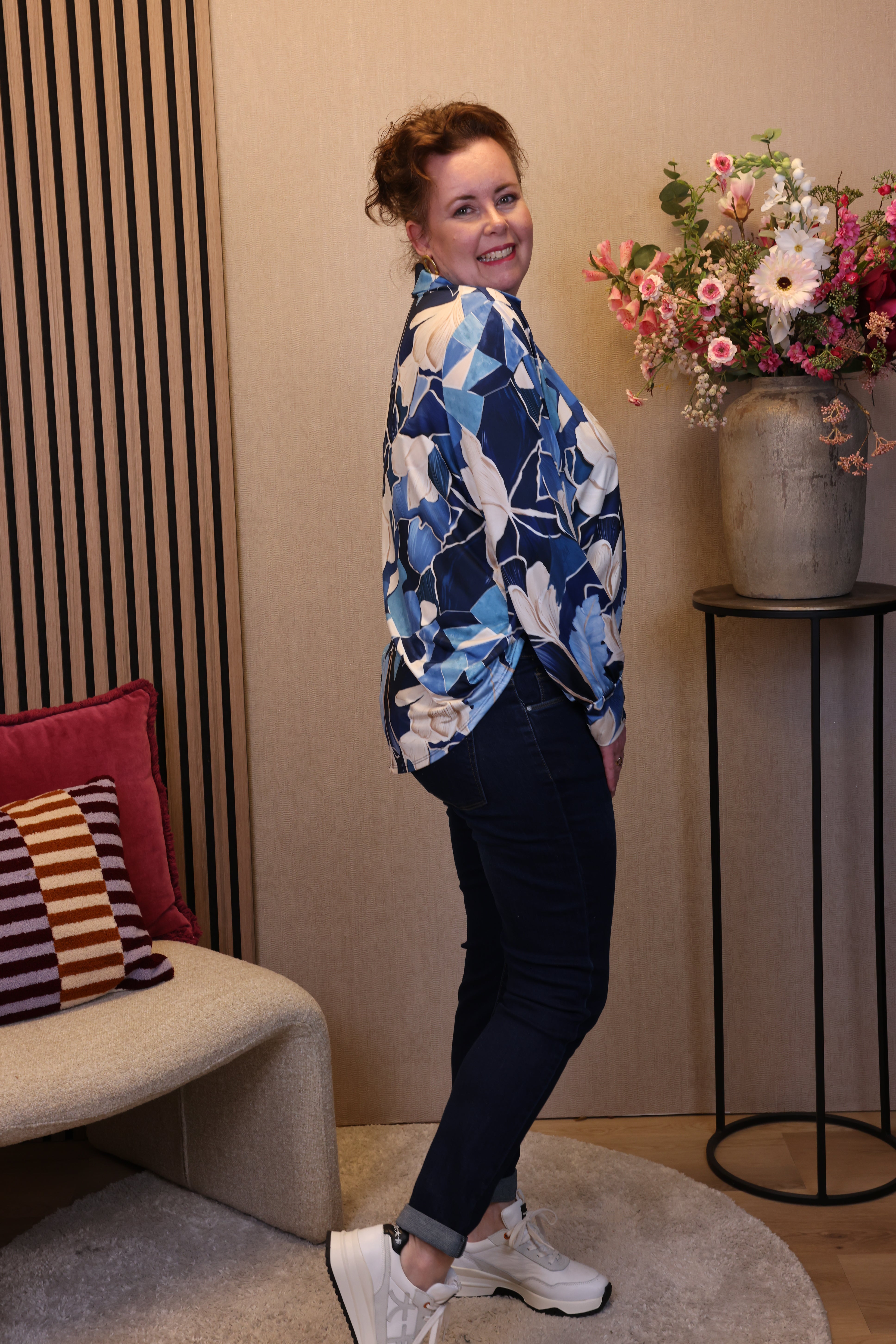 Annelou | Blouse blauw met kraagje