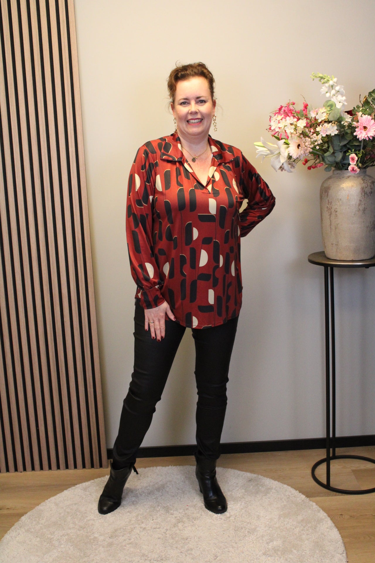 Ilse | Blouse met kraagje rood 48 t/m 52