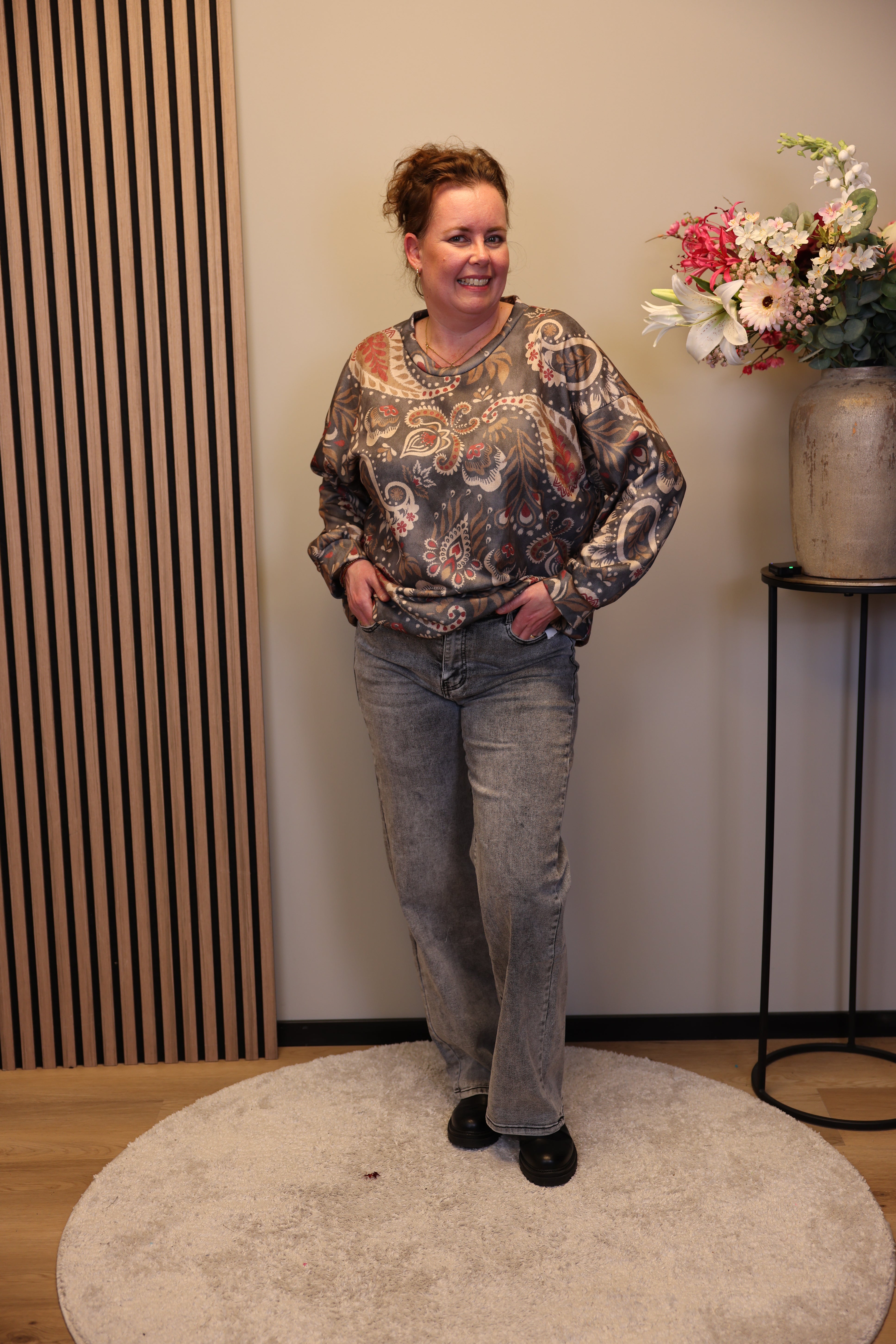 Trijntje | Jeans wide leg grijs 38 - 48