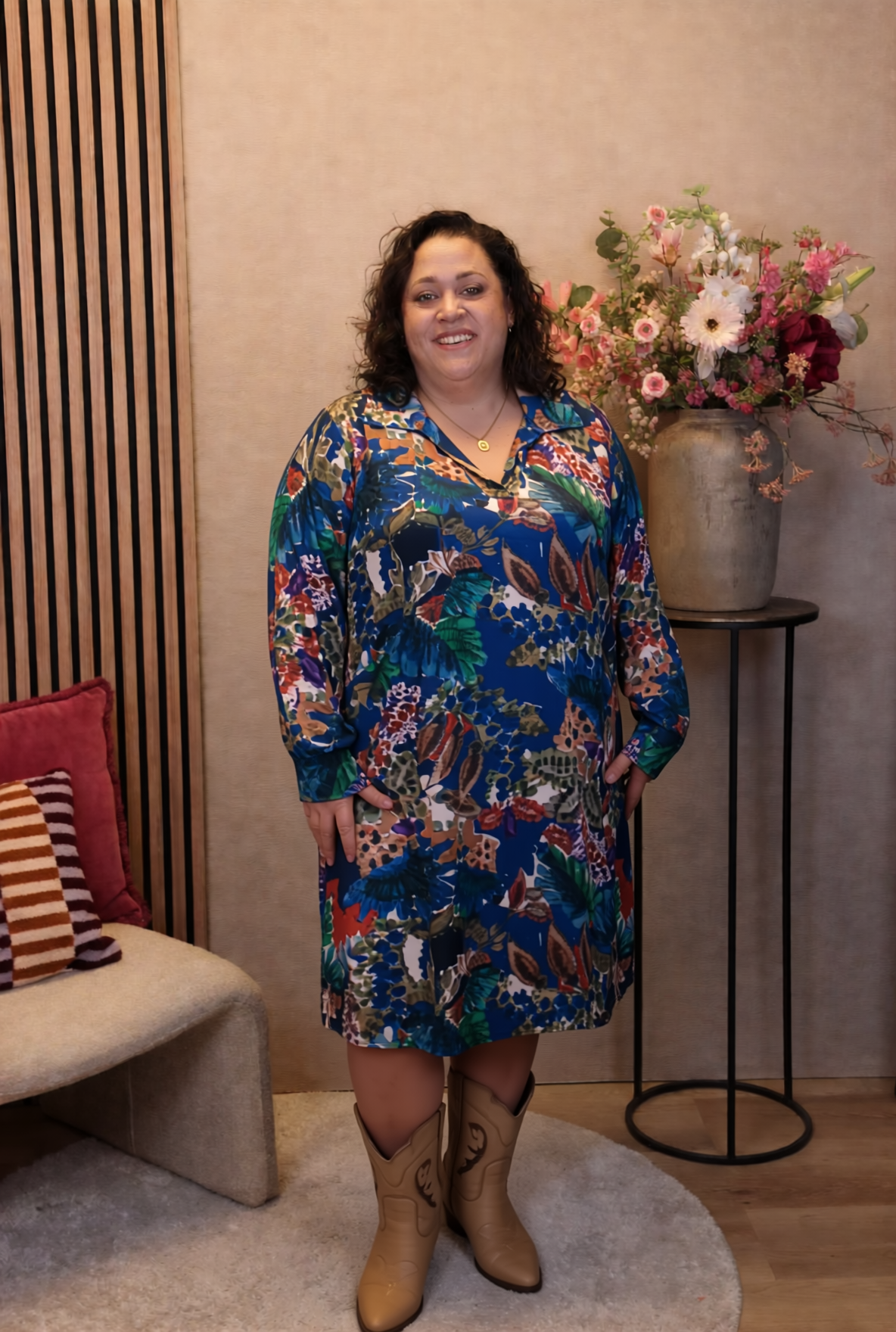 Verena | Jurk blauw met kraagje