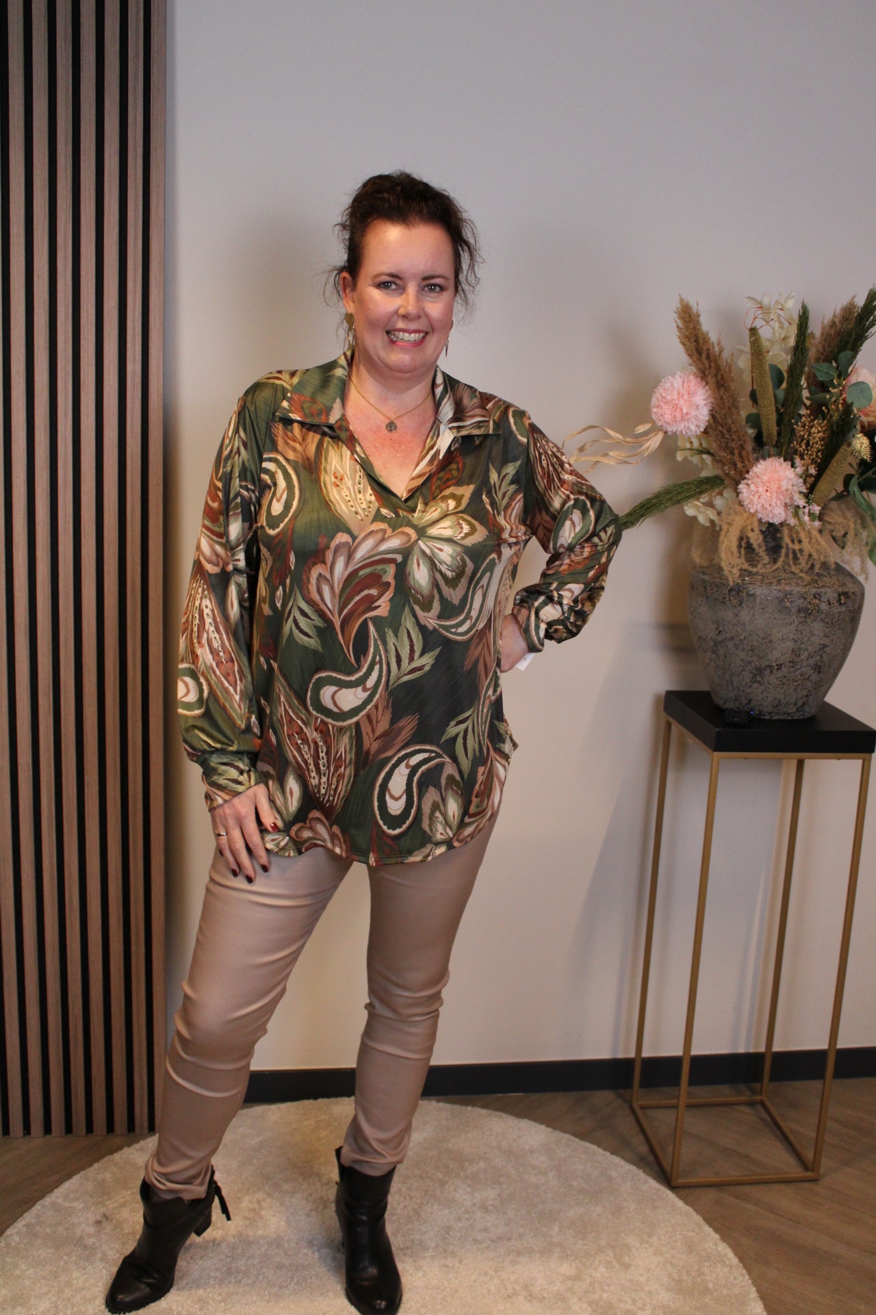 Veerle | Blouse groen met kraagje