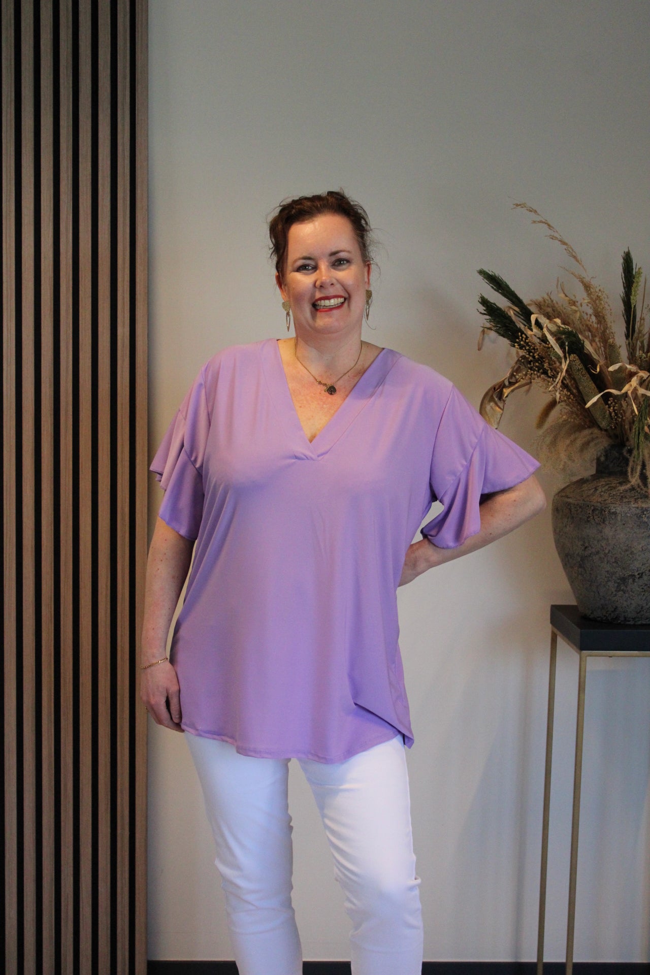 Mayra | Blouse korte mouw paars 40 t/m 48