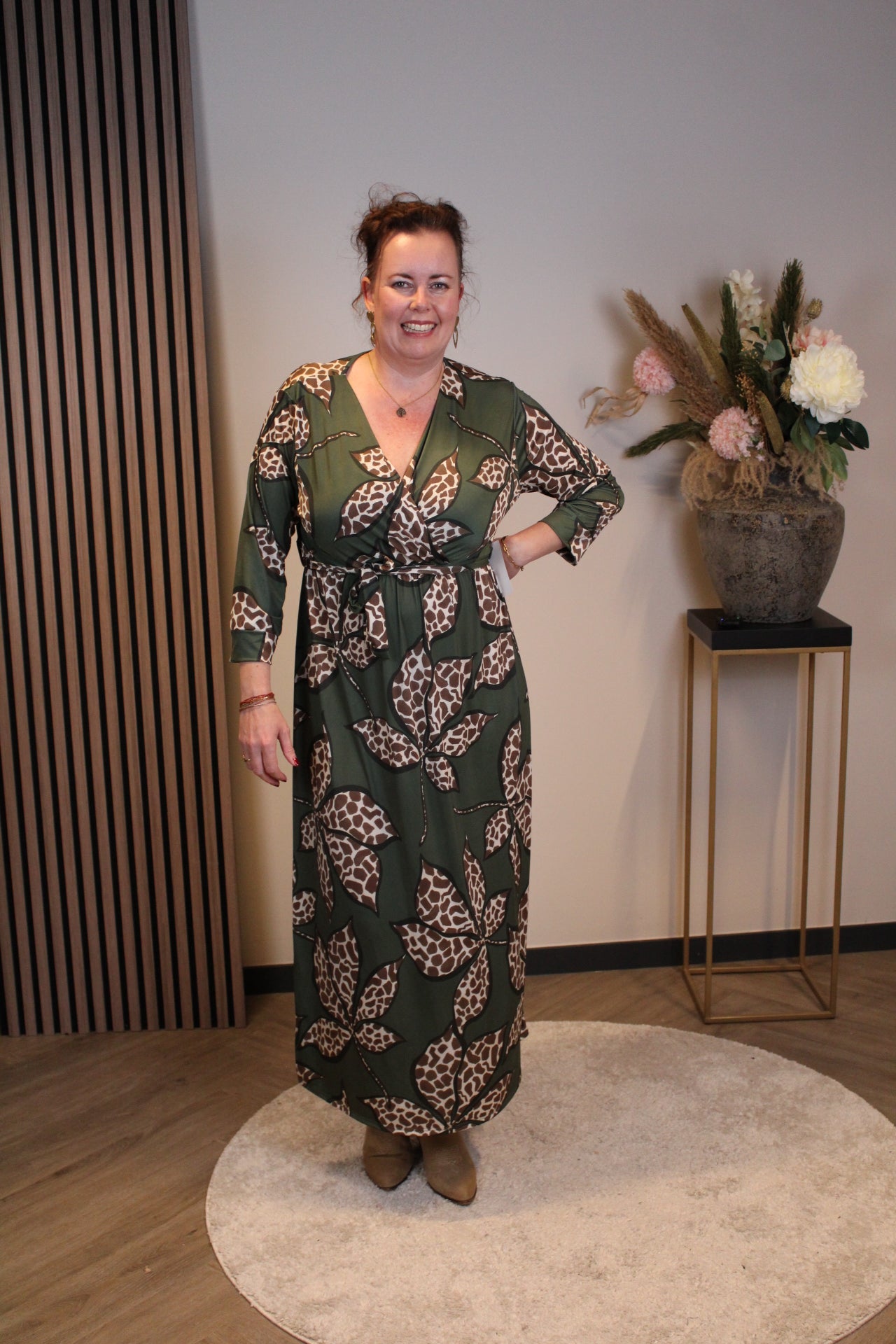 Megan | Jurk groen lange mouw 38 t/m 44