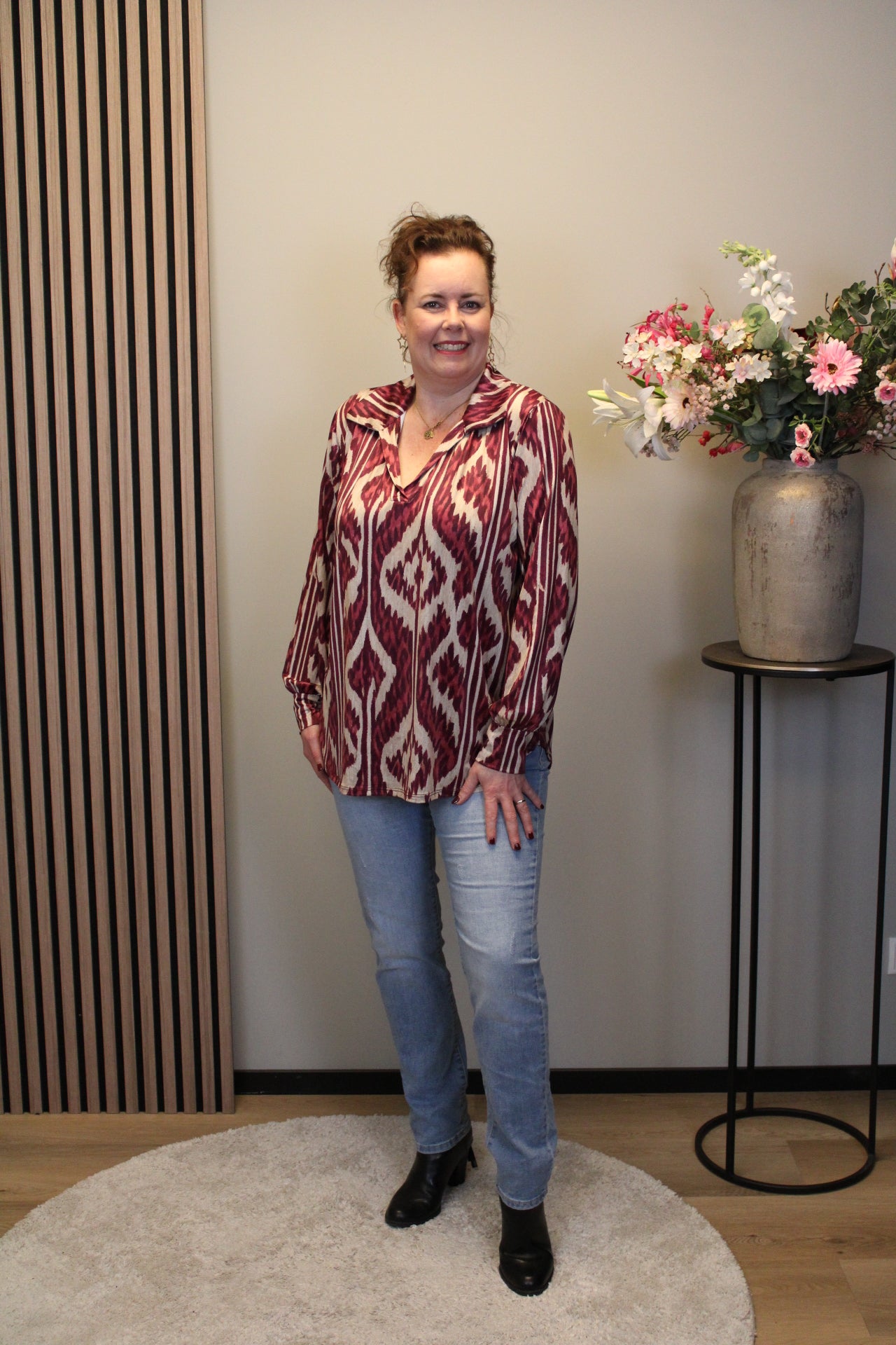 Raina | Blouse roze met kraagje