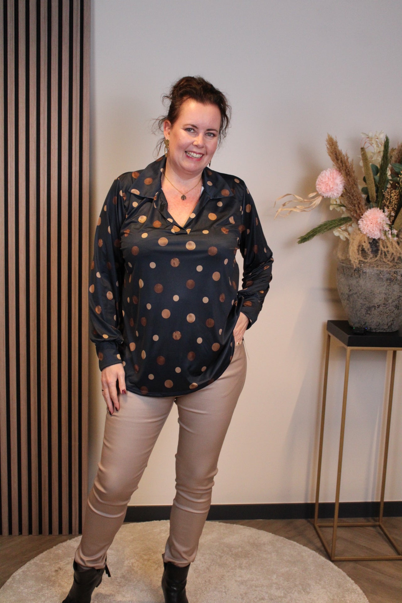 Jikke | Blouse met kraagje blauw 48 t/m 52