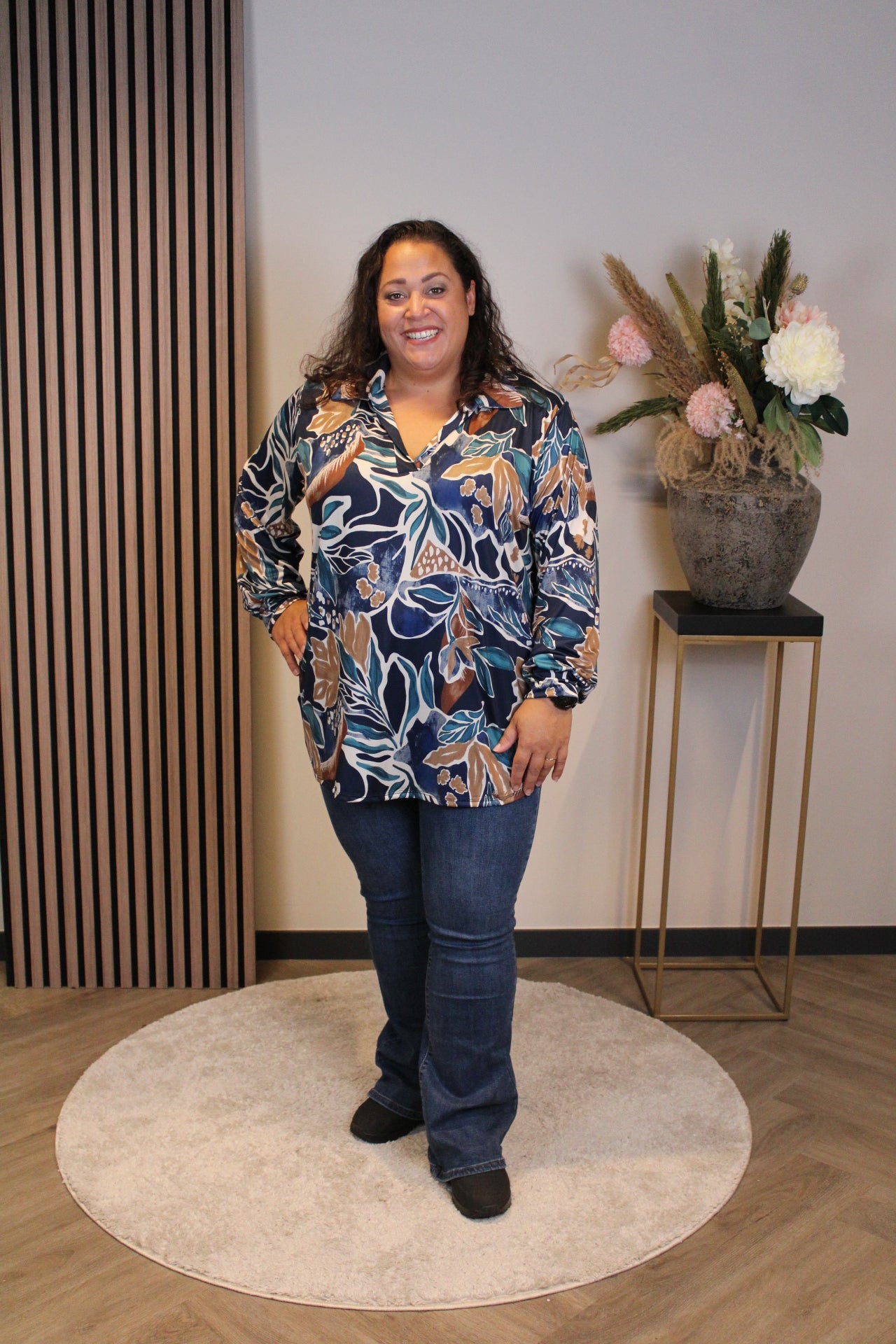 Ivana | Blouse met kraagje blauw 48 t/m 52