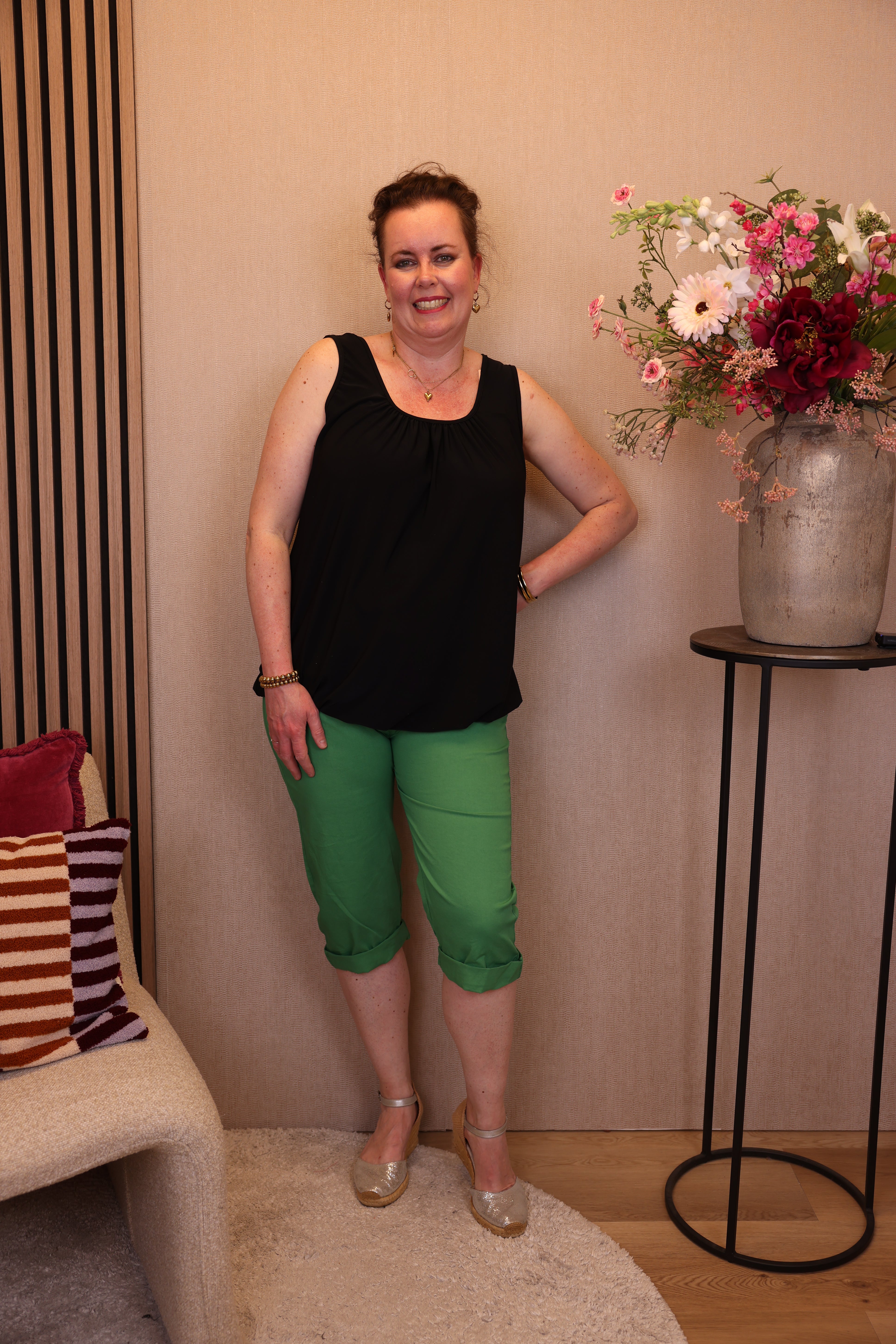 Anouk | Stretch capri broek appel groen