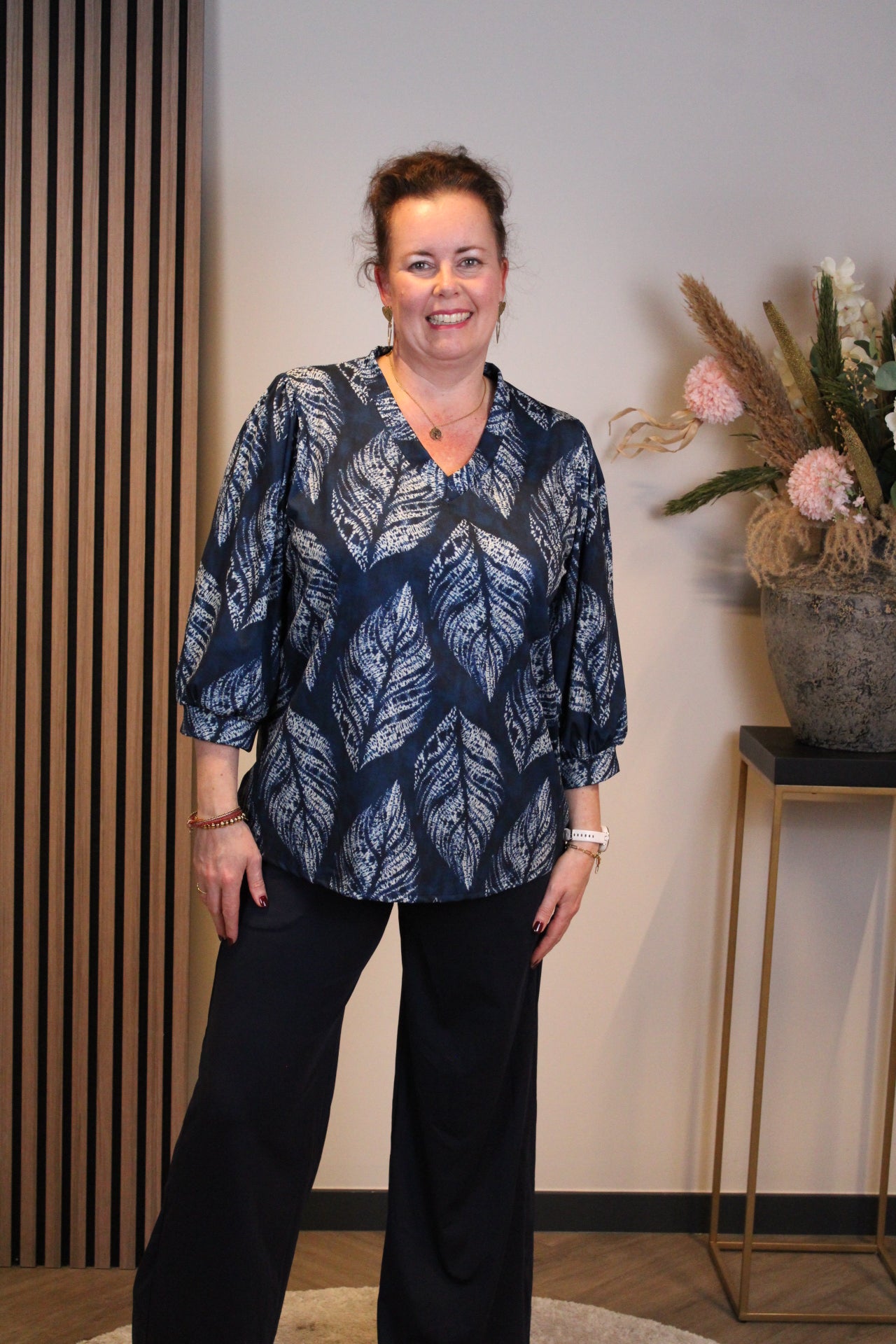 Chloe | Top blauw 3/4-mouw 46 t/m 50